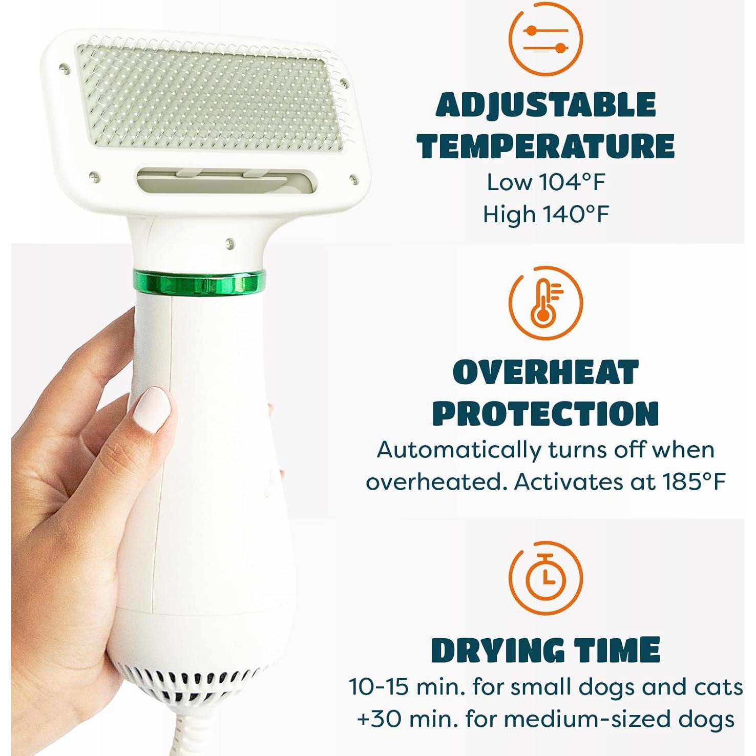 Secador de Pelo 2 en 1 KUUBIA para Perros y Gatos Pequeños 300W