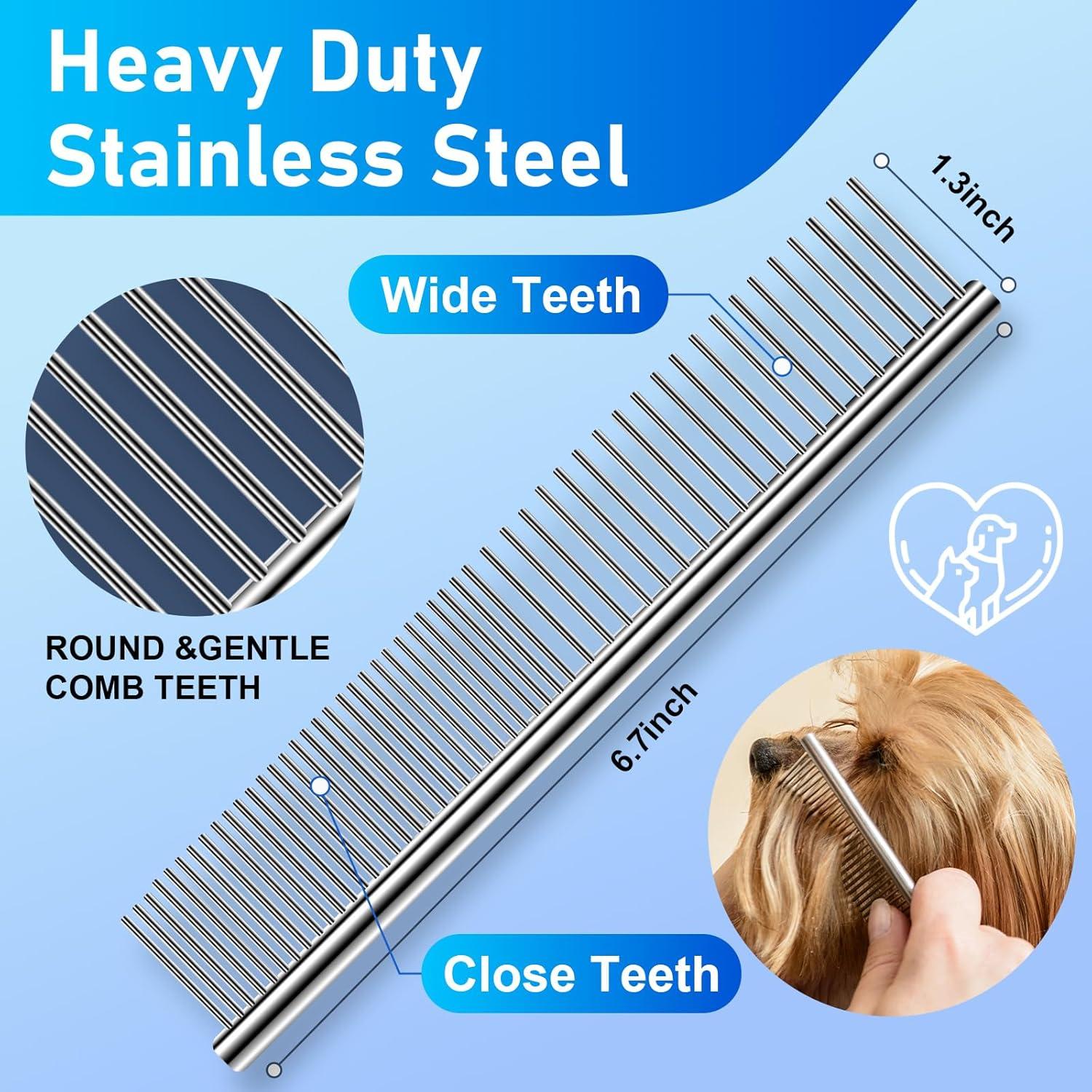 Kit de Tijeras de Aseo para Perros WFOEJEJ 4 en 1 Acero Inoxidable