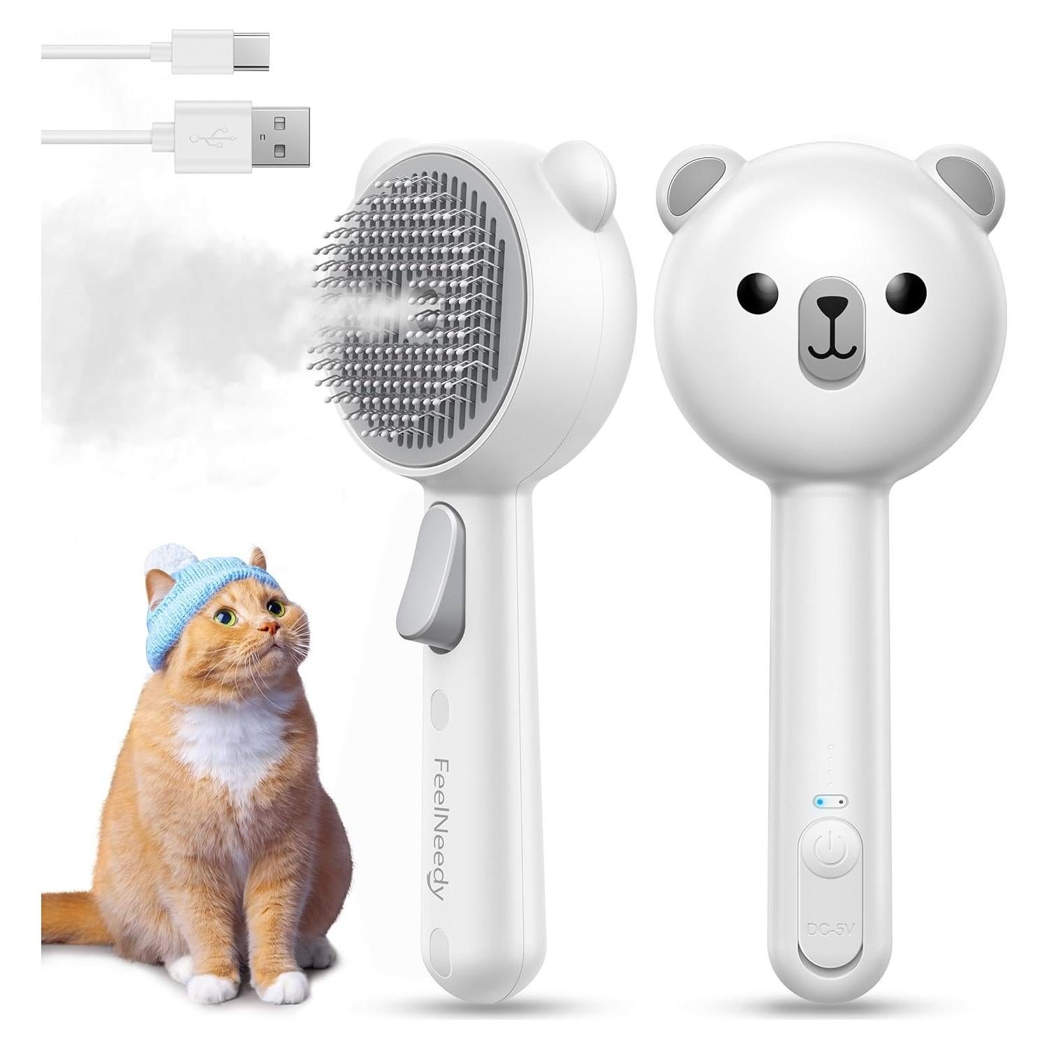 Cepillo de Vapor para Gatos USB 3-en-1 Antiestático