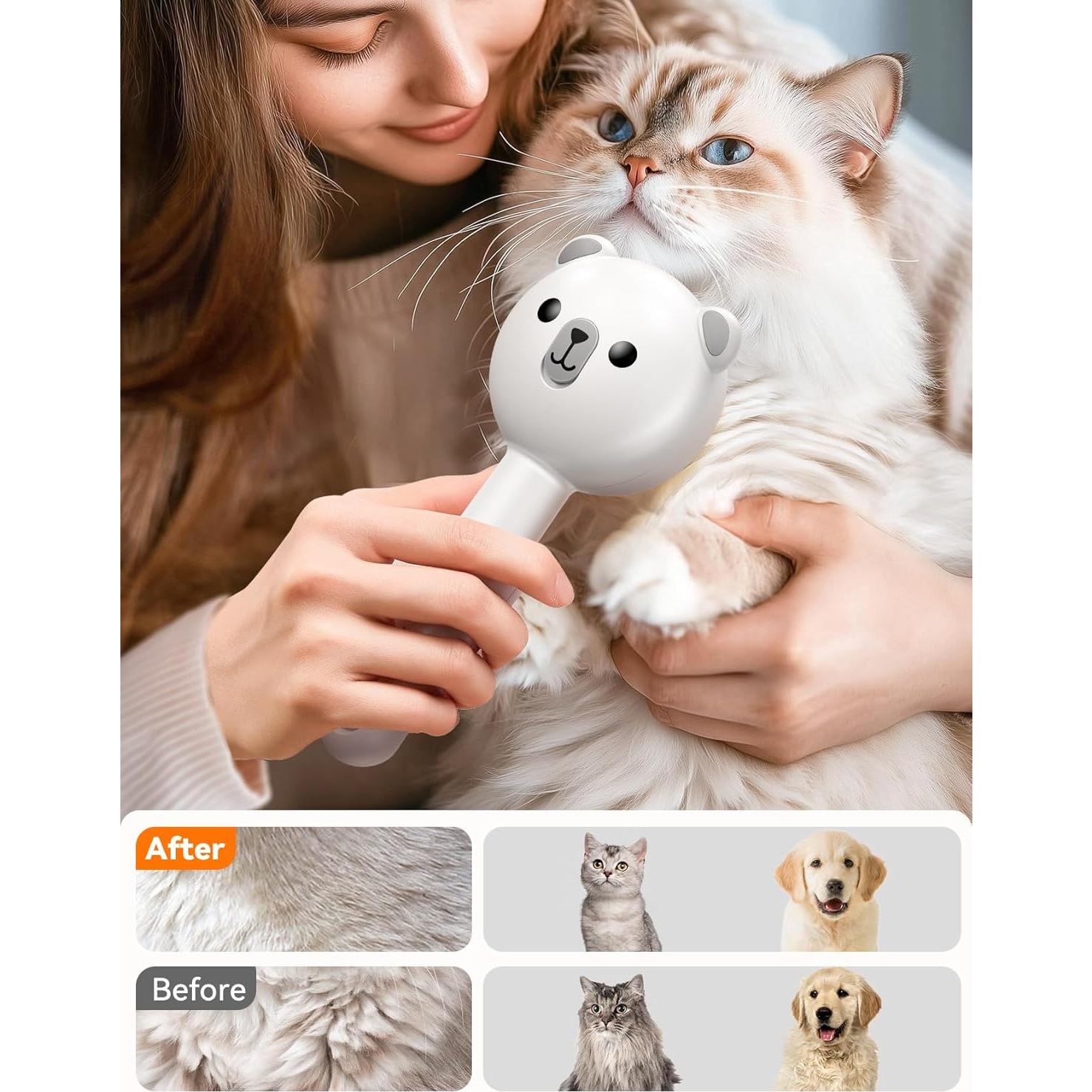 Cepillo de Vapor para Gatos USB 3-en-1 Antiestático