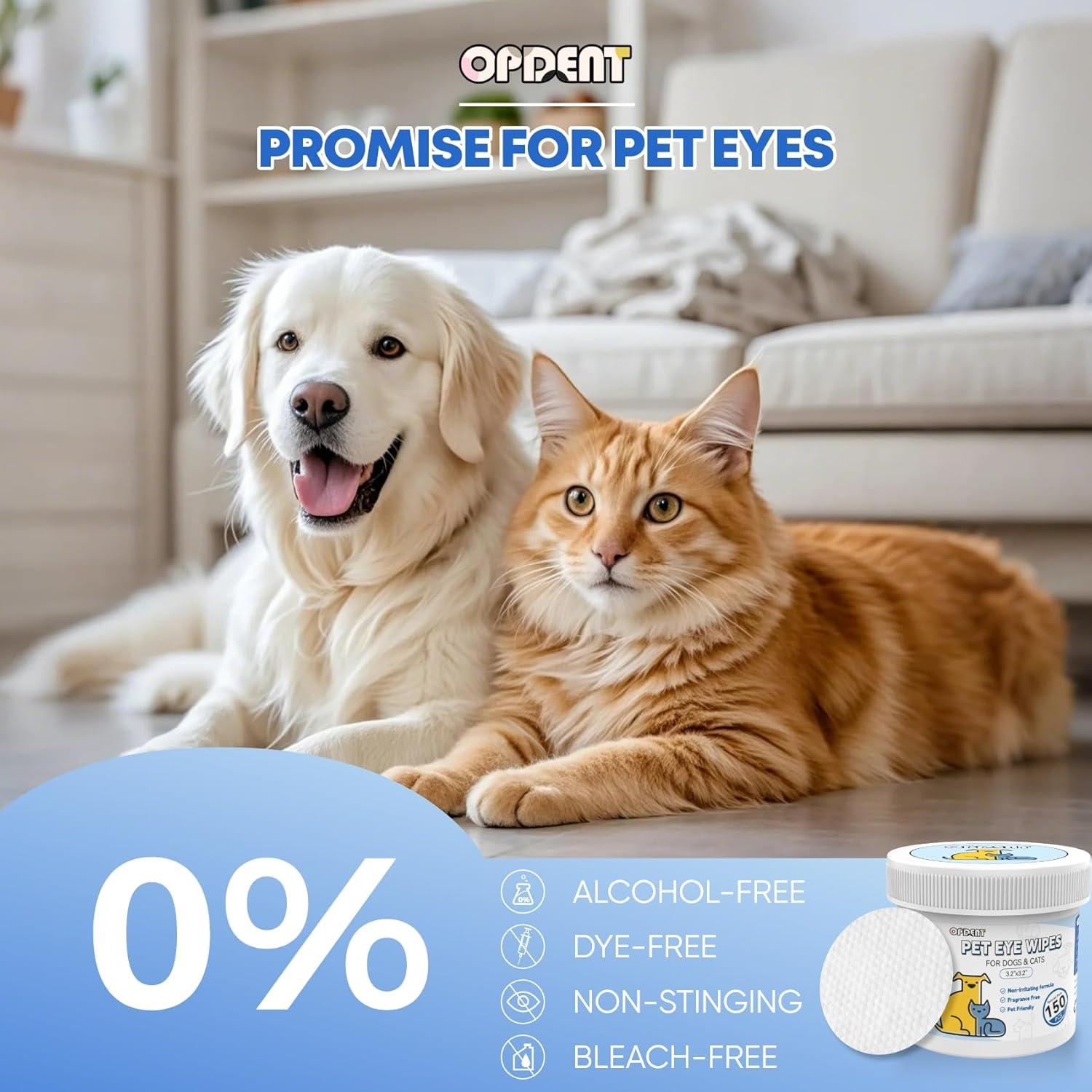 150 Toallitas para Ojos de Perros Opdent - Eliminador de Manchas