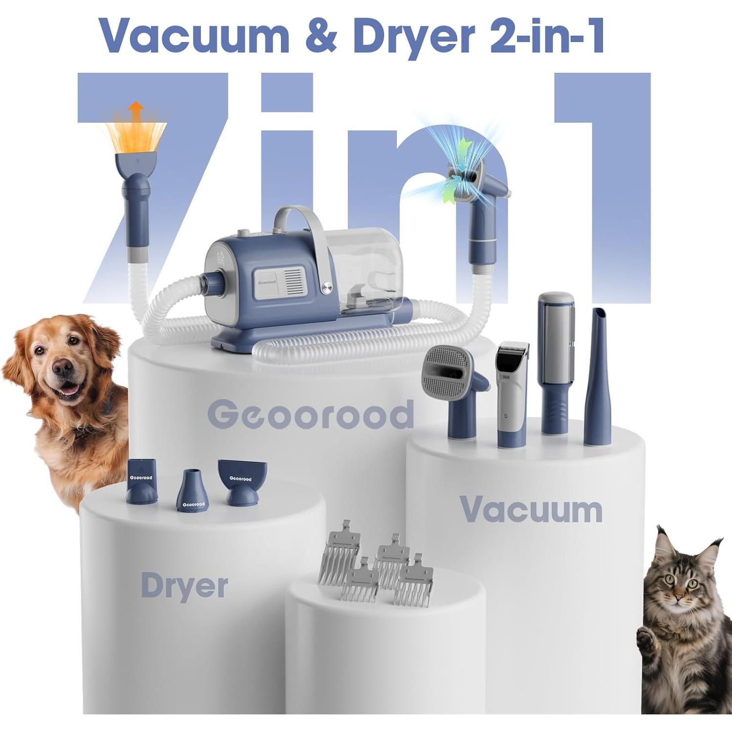 Kit de Aseo para Perros Geoorood GD1-G 7 en 1 Azul Gris