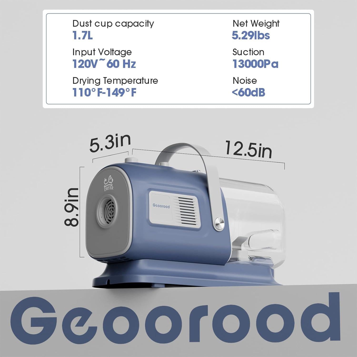 Kit de Aseo para Perros Geoorood GD1-G 7 en 1 Azul Gris