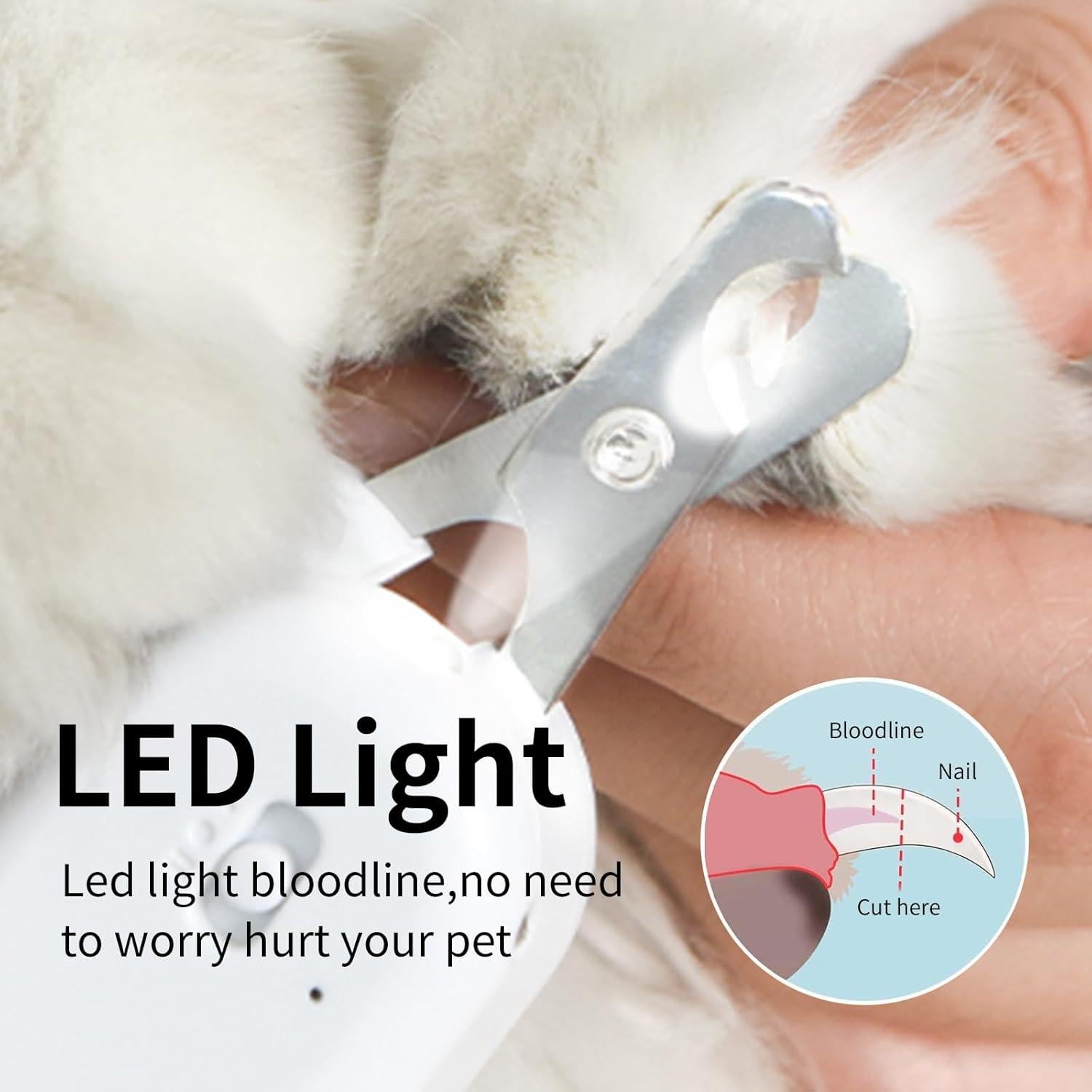 Cortador de Uñas para Mascotas PAKEWAY con Luz LED UV