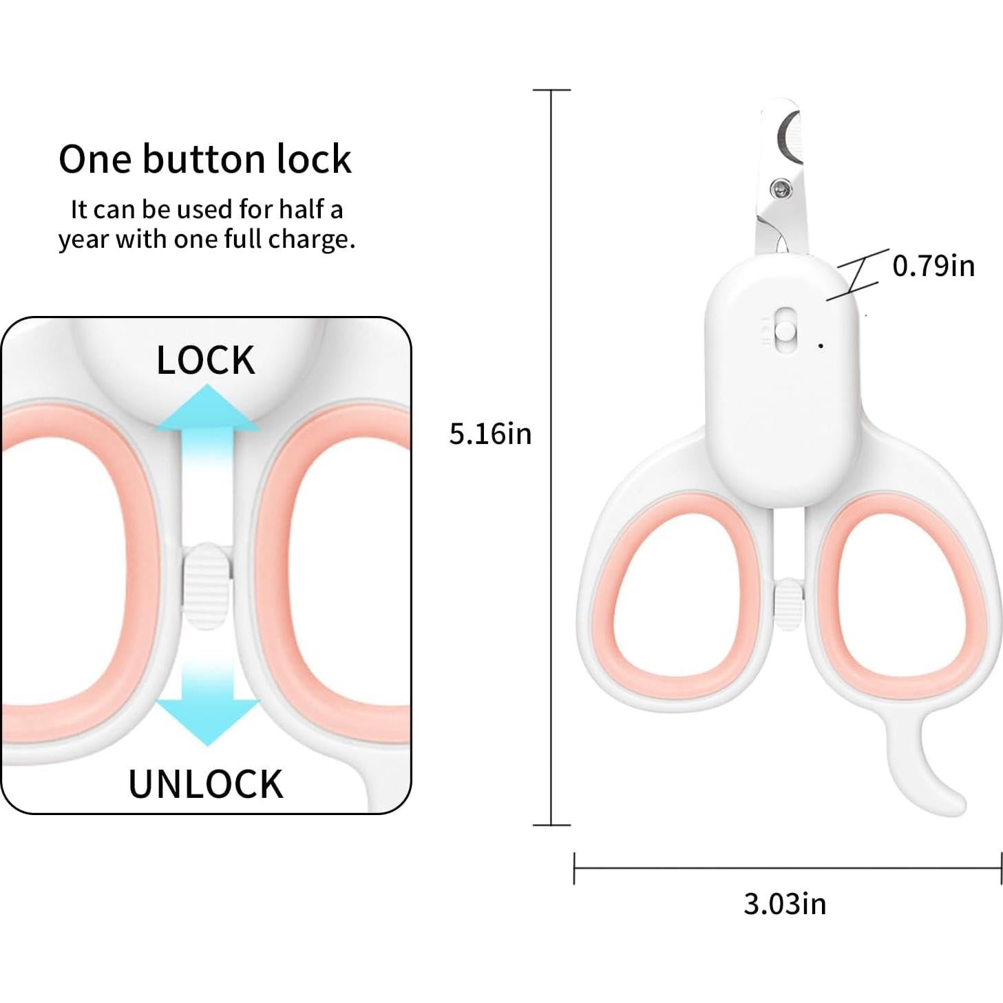 Cortador de Uñas para Mascotas PAKEWAY con Luz LED UV