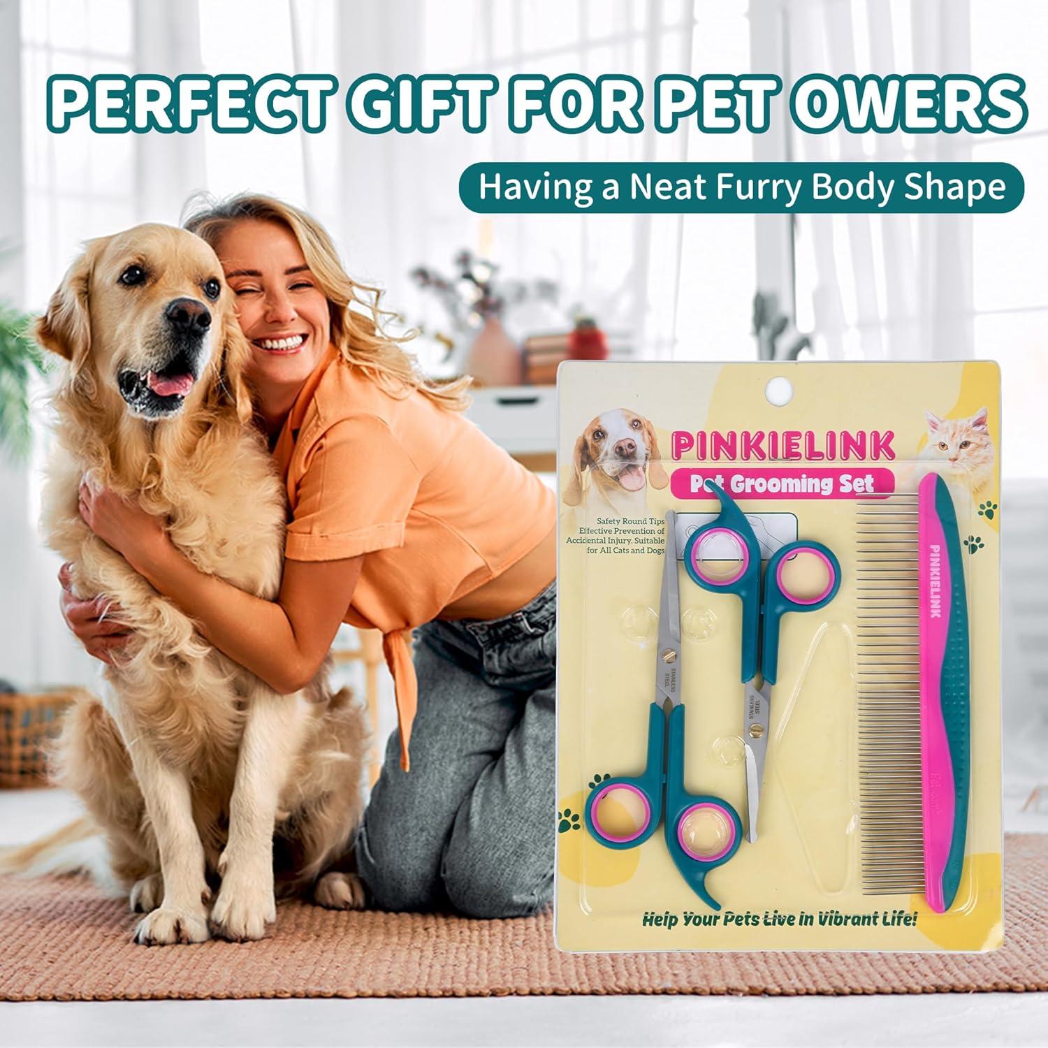 Kit de Tijeras Acicalamiento Mascotas PINKIELINK 3 Piezas