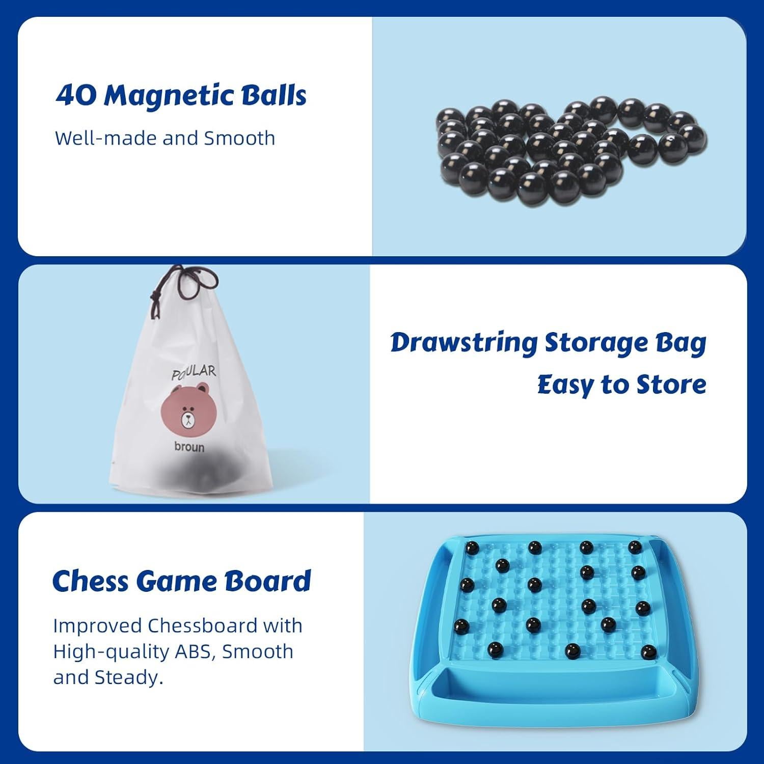 Juego de Ajedrez Magnético Hcusus 40 Piezas Portátil