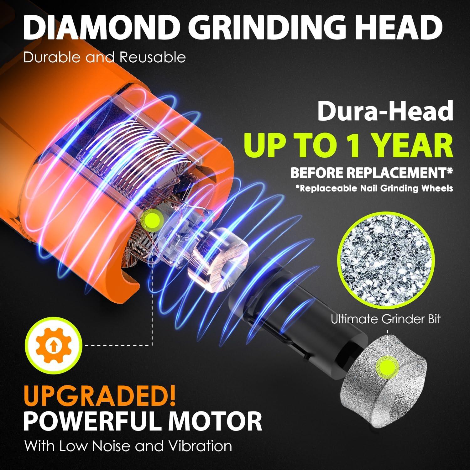 Muelas de Uñas Eléctricas IREDOON 3 Velocidades LED Naranja