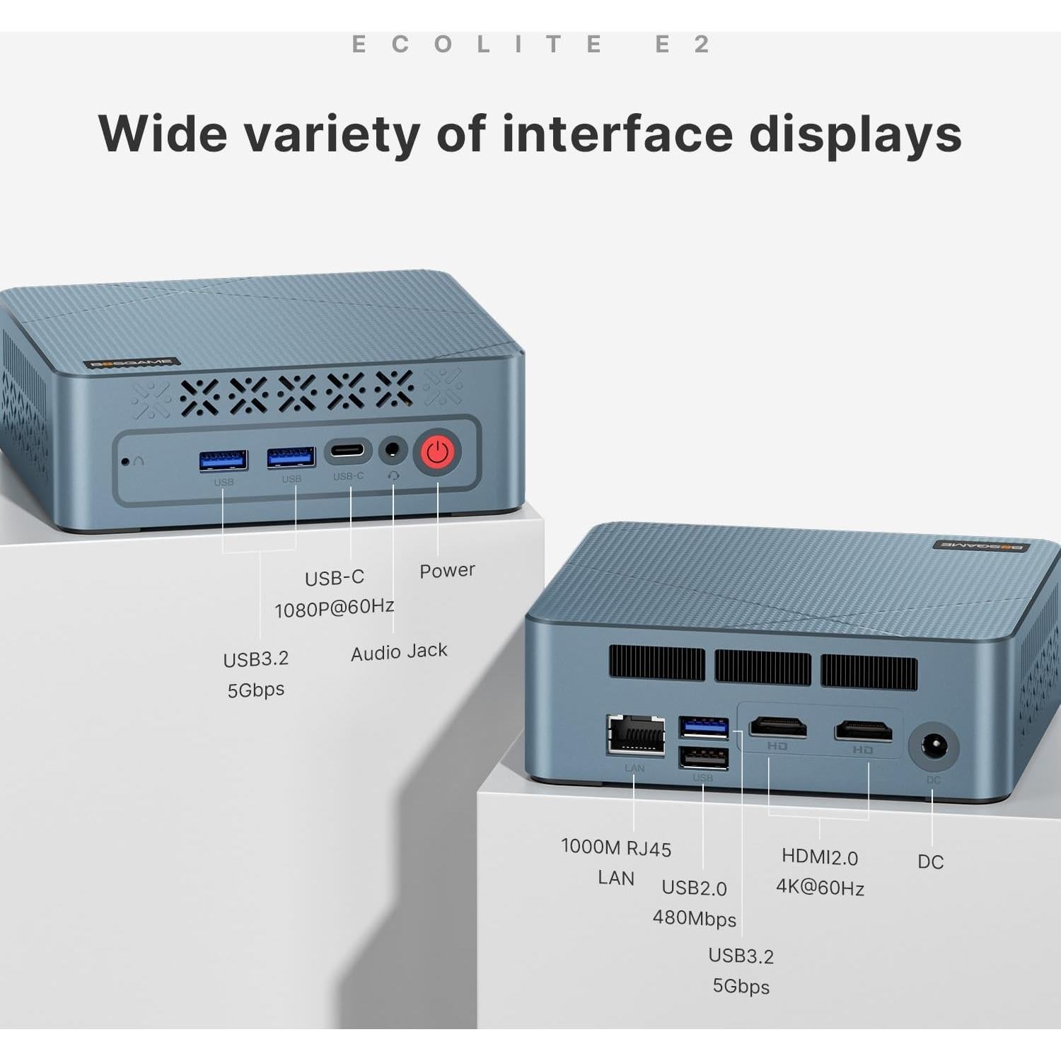 Mini PC BOSGAME E2 Ryzen 5 16GB RAM 512GB SSD Doble HDMI