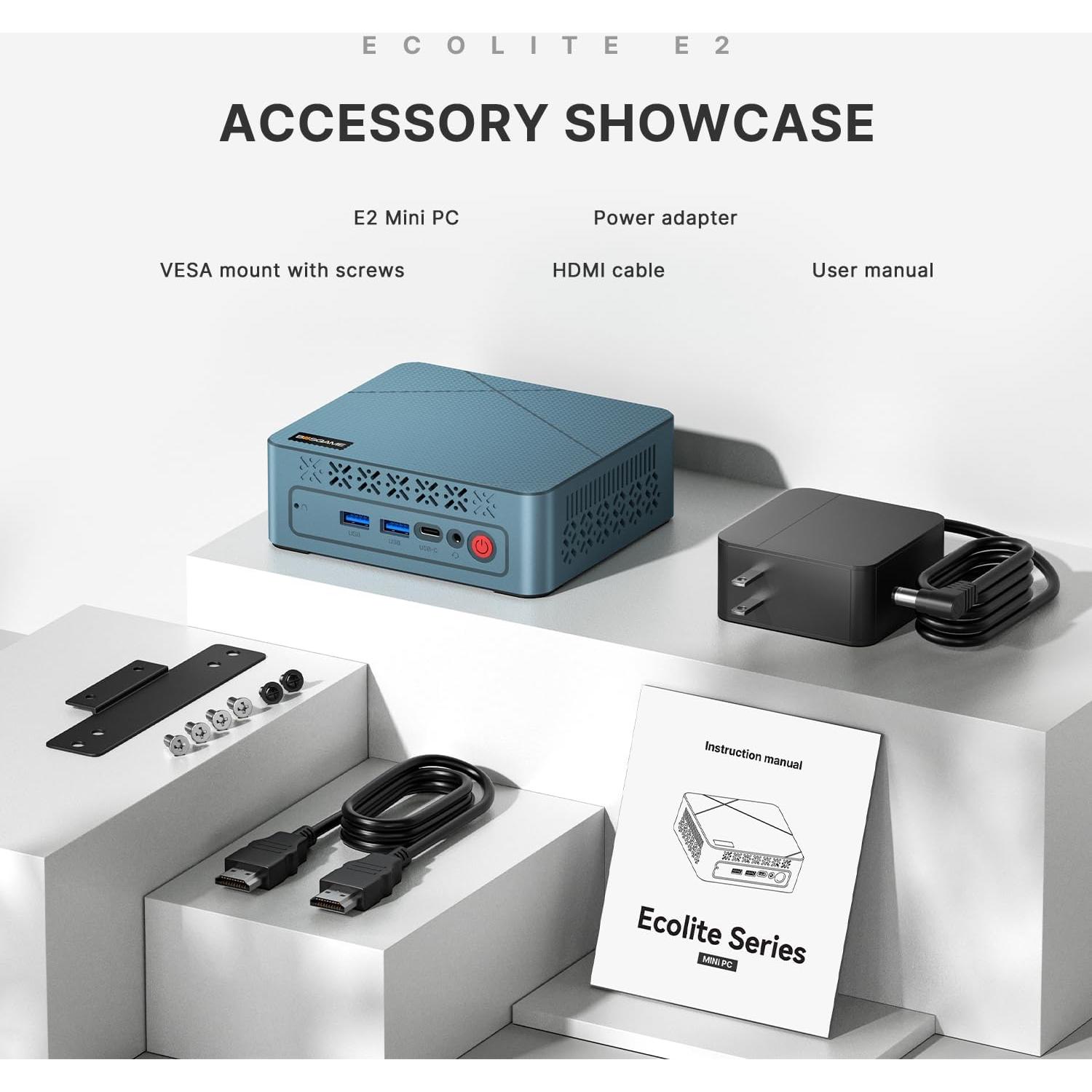 Mini PC BOSGAME E2 Ryzen 5 16GB RAM 512GB SSD Doble HDMI