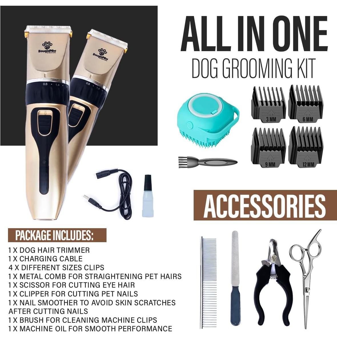 Kit de Aseo para Perros BougiePaw - Cortadoras Inalámbricas y Accesorios