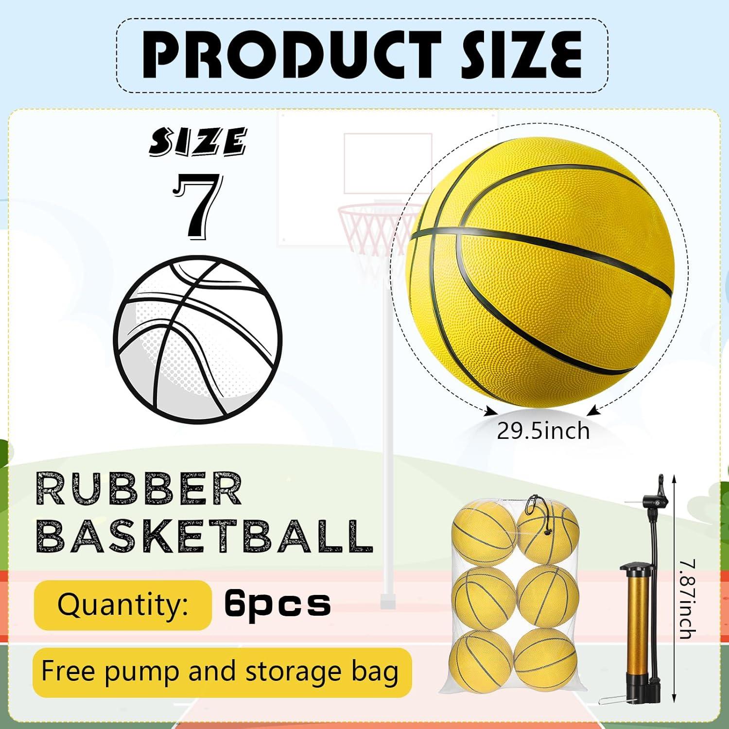 Leyndo 6 Balones de Baloncesto Tamaño 7 Goma Amarillo