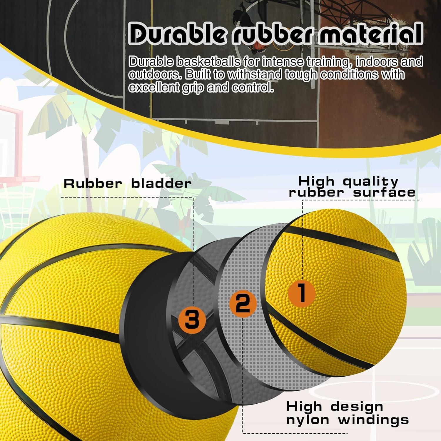 Leyndo 6 Balones de Baloncesto Tamaño 7 Goma Amarillo