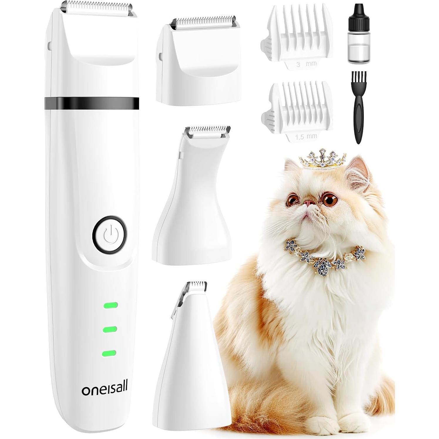 Kit de Aseo para Gatos Oneisall 3 en 1 Cortadora Silenciosa