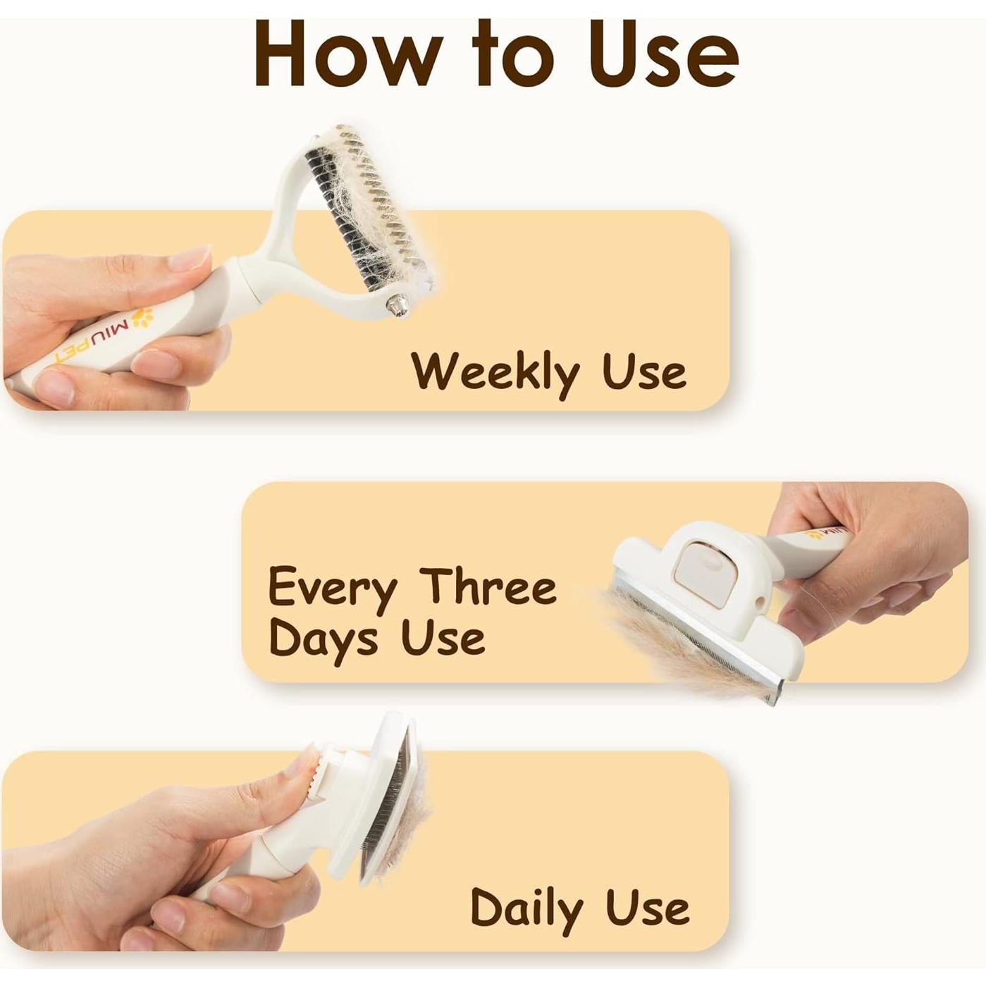 Kit de Aseo Profesional MIU PET para Perros y Gatos Pelo Largo