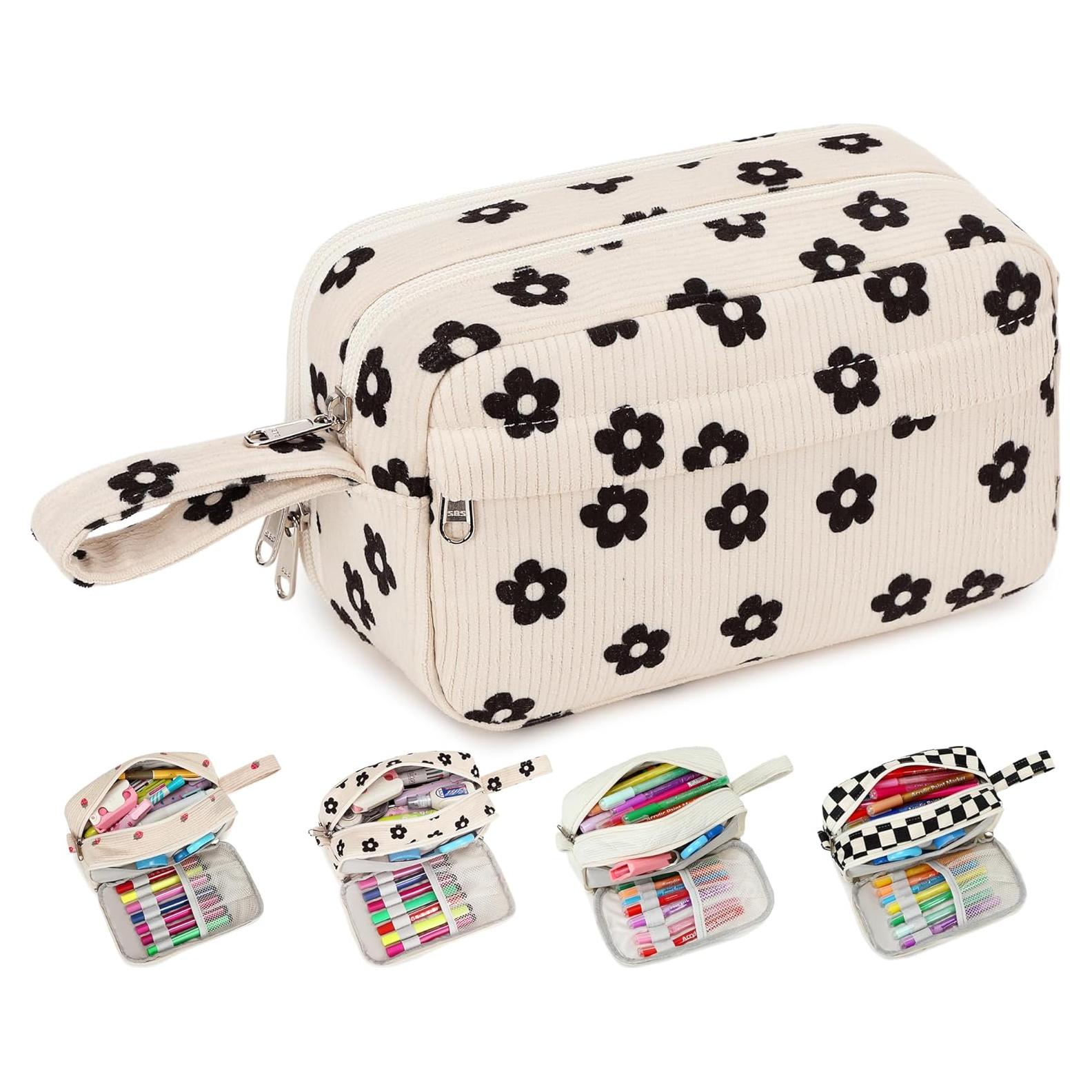 Estuche de Lápices Bluboon Floral Negro 95 Gran Capacidad