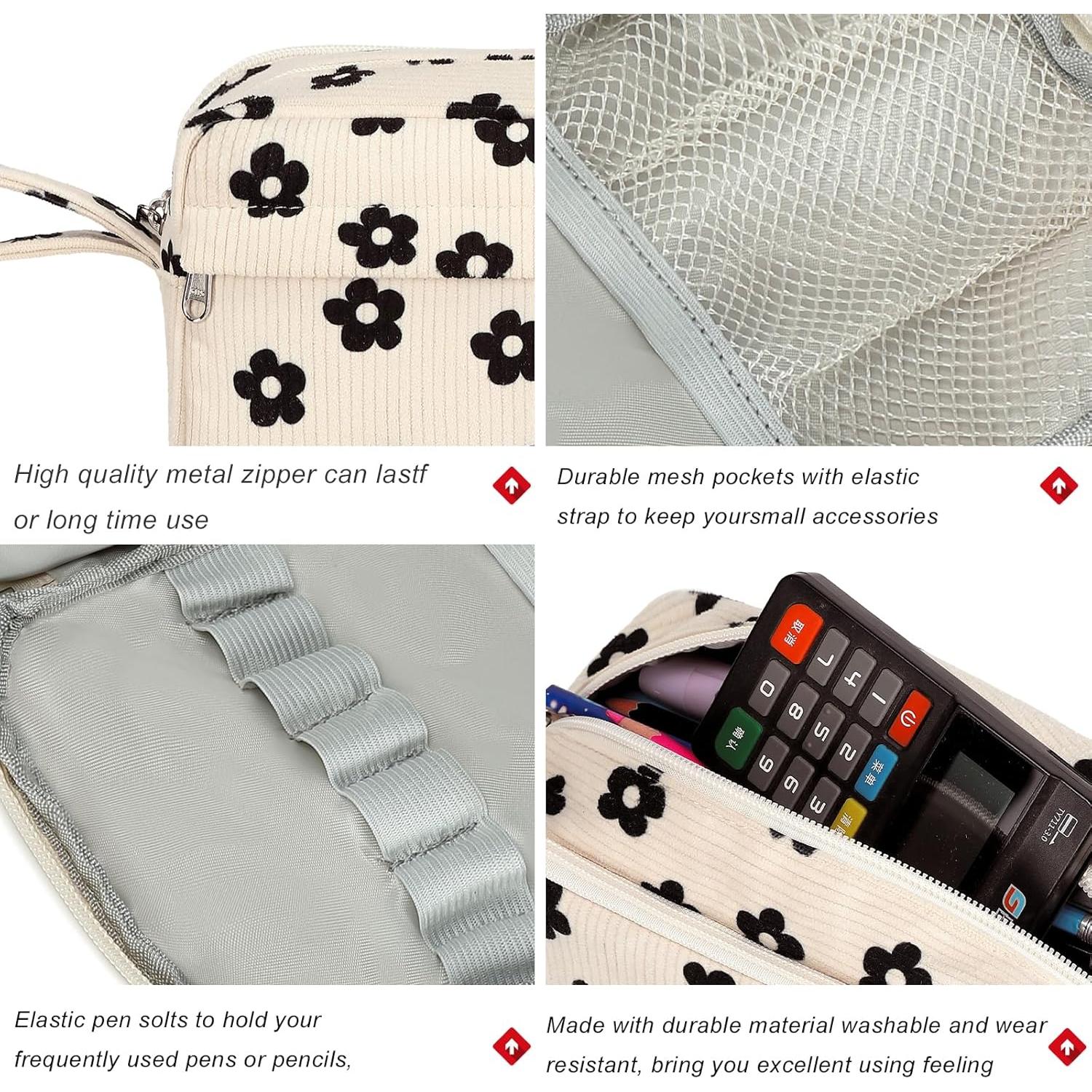 Estuche de Lápices Bluboon Floral Negro 95 Gran Capacidad