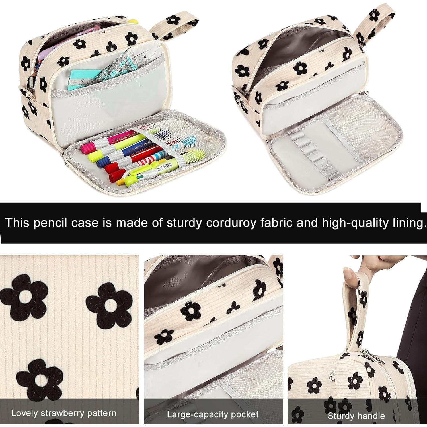 Estuche de Lápices Bluboon Floral Negro 95 Gran Capacidad