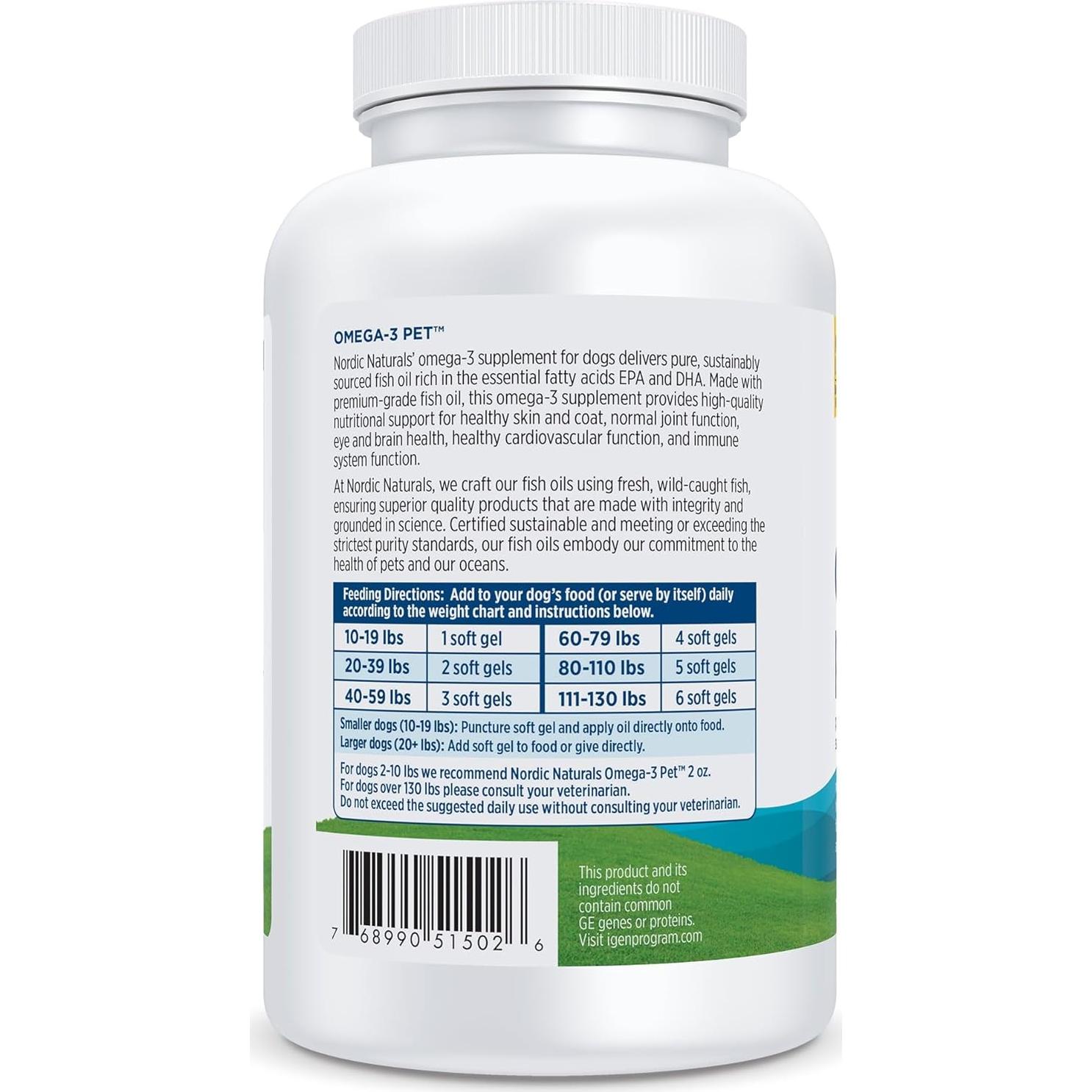 Omega-3 para Mascotas Nordic Naturals 180 Gelatinas 330 mg