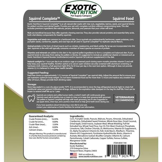 Squirrel Complete Exotic Nutrition - Dieta Ardillas 0.79 kg