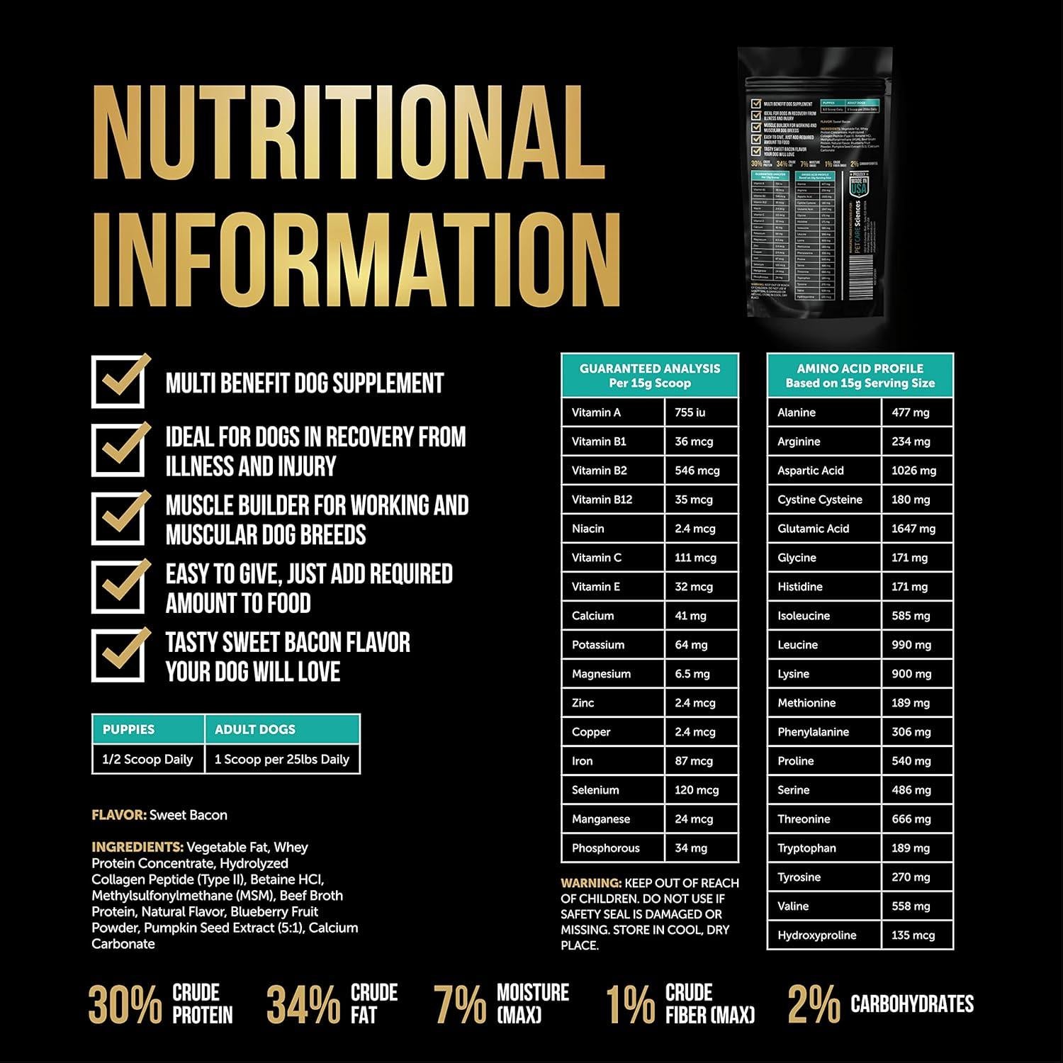 Aumentador de Peso para Perros PET CARE 90 Porciones