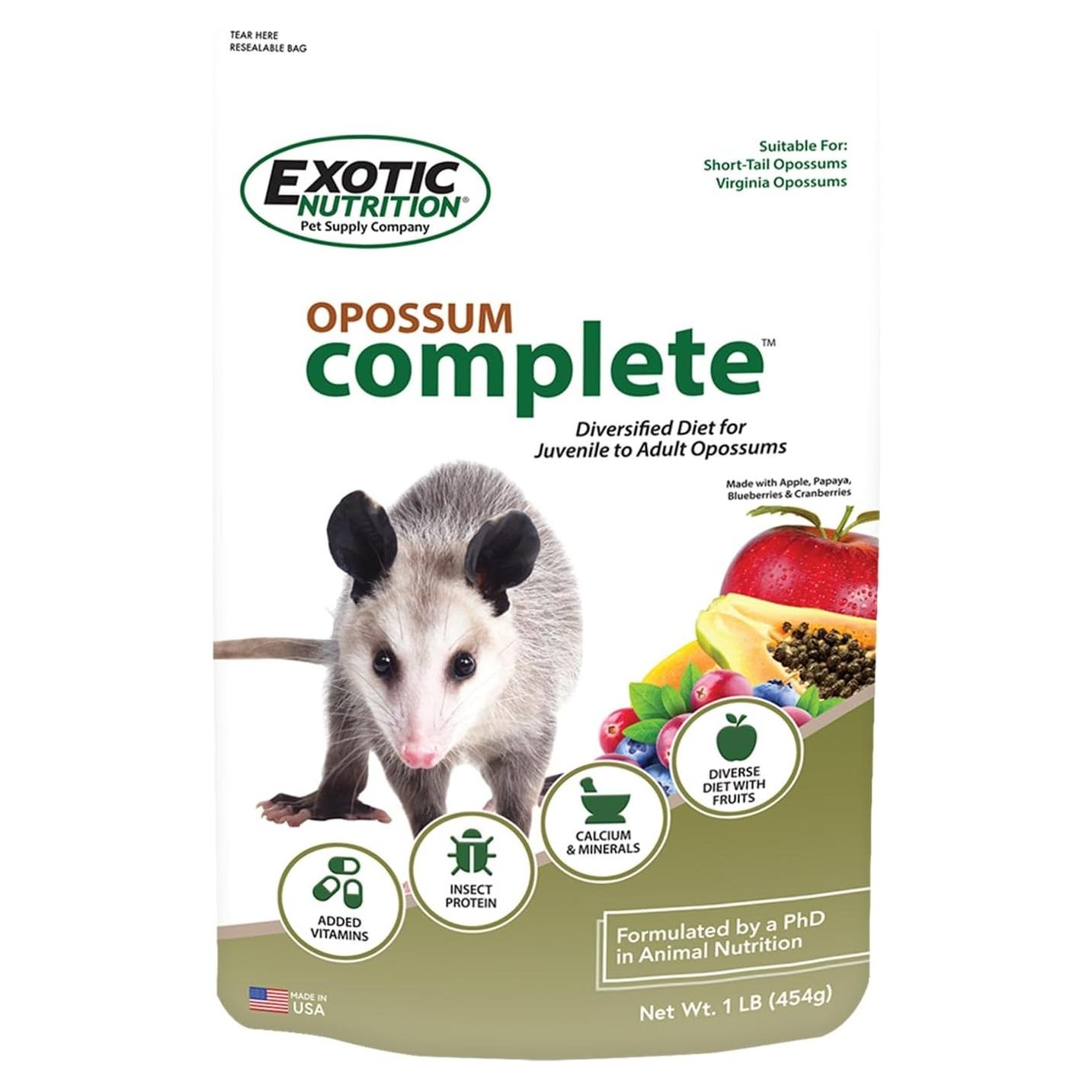 Comida para Opossum Exotic Nutrition 0.45 kg Dieta Completa
