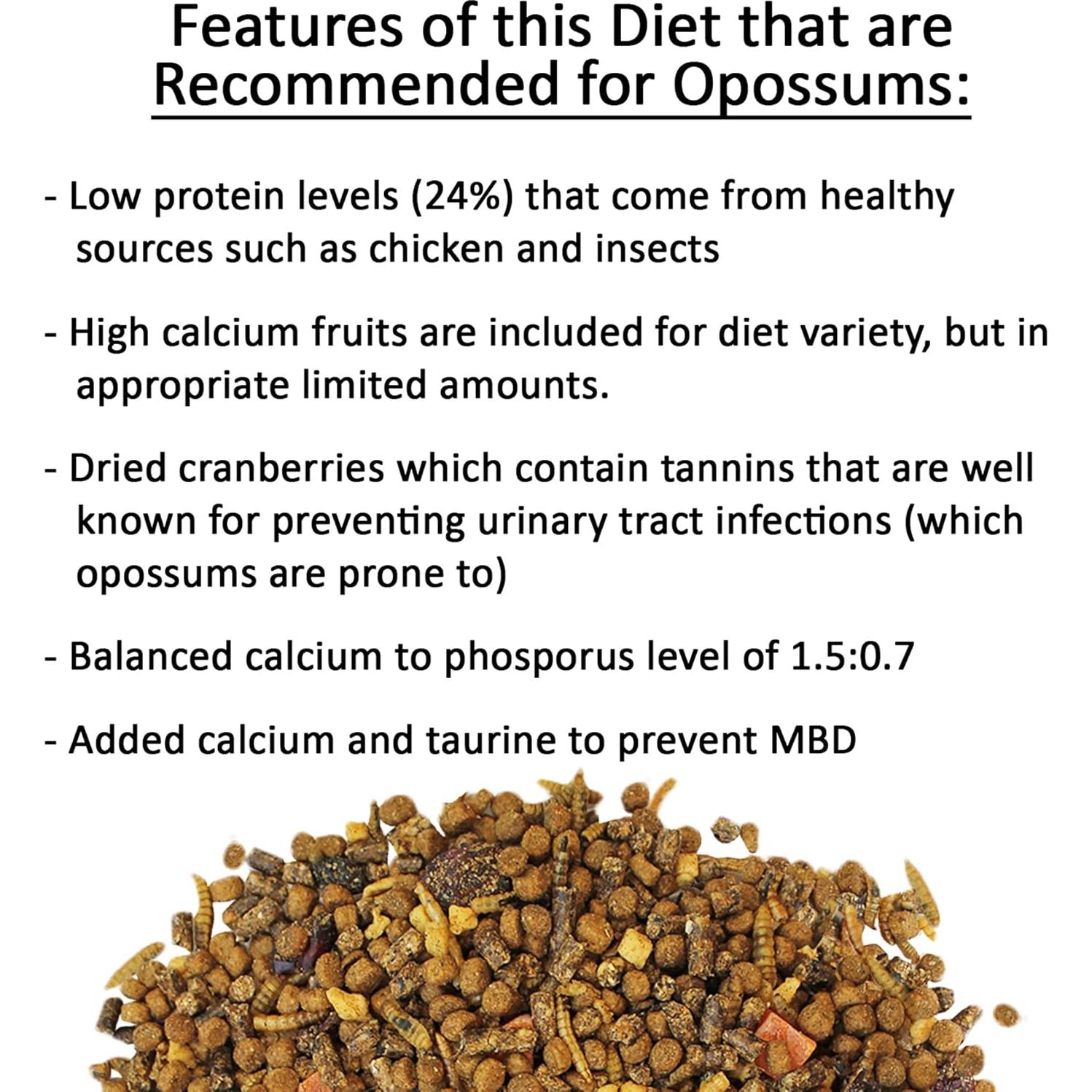 Comida para Opossum Exotic Nutrition 0.45 kg Dieta Completa