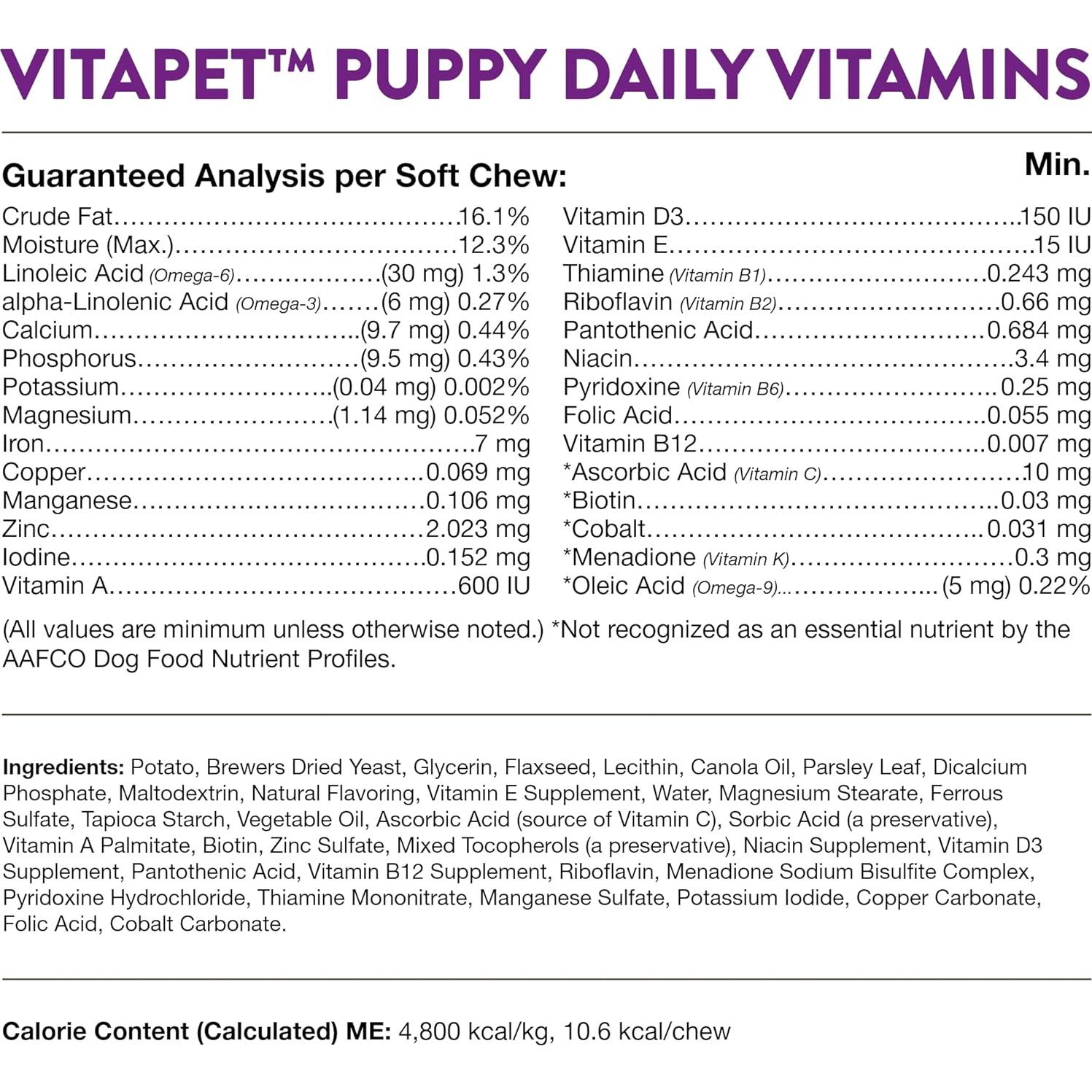 NaturVet Vitaminas Diarias para Cachorros 70 Masticables