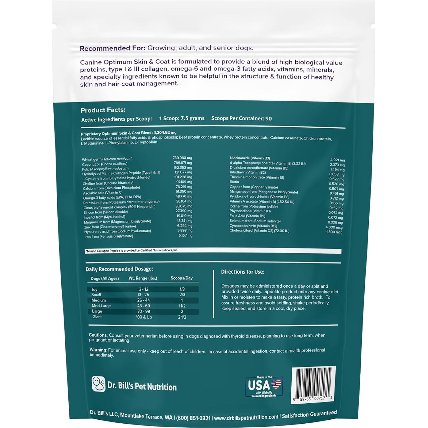 Suplemento para perros Dr. Bill's 680g - Piel y pelaje saludable