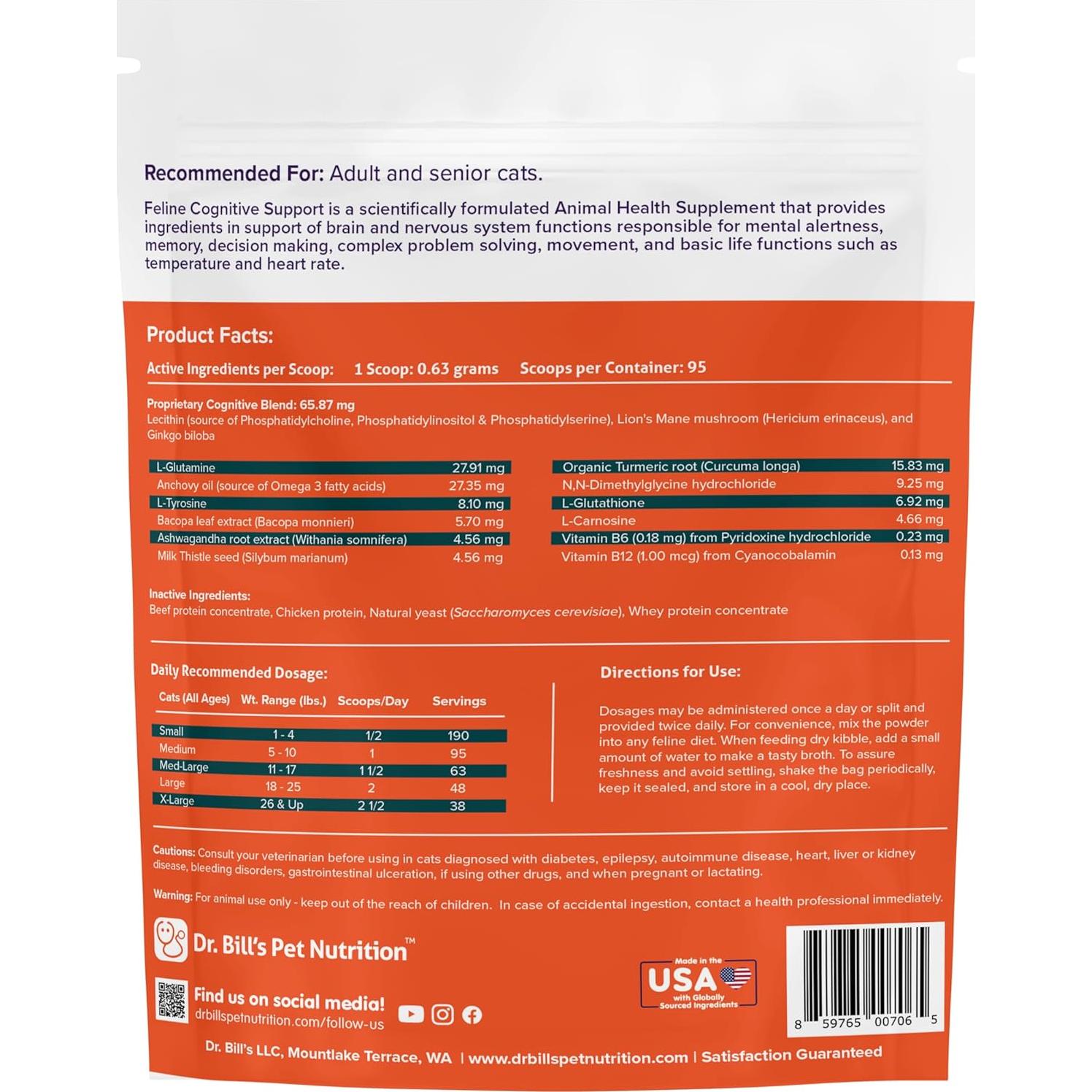 Suplemento Cognitivo para Gatos Dr. Bill 60g Ginkgo Biloba