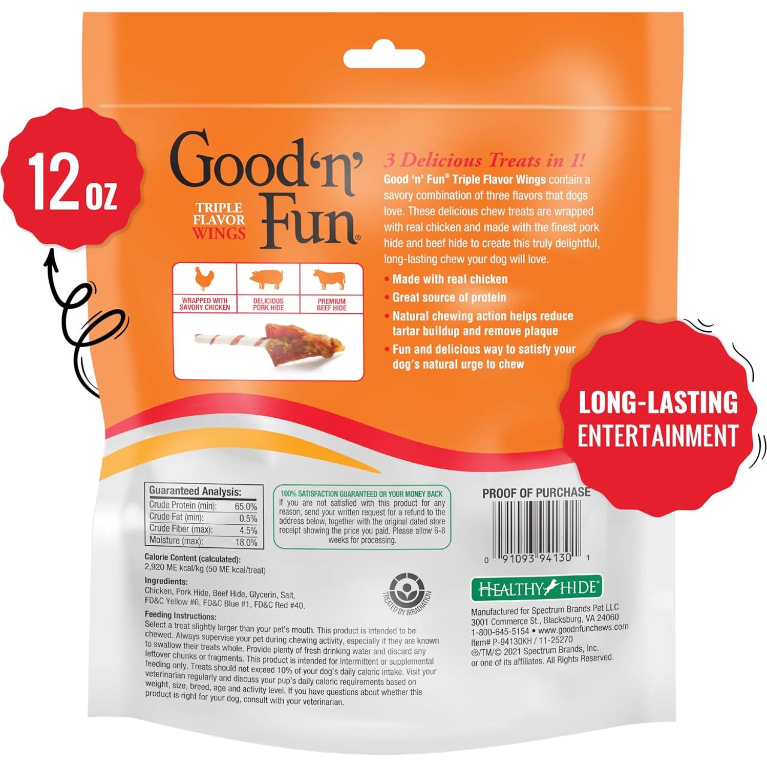 Good 'n' Fun Chews Alas Sabor Triple 340g para Perros