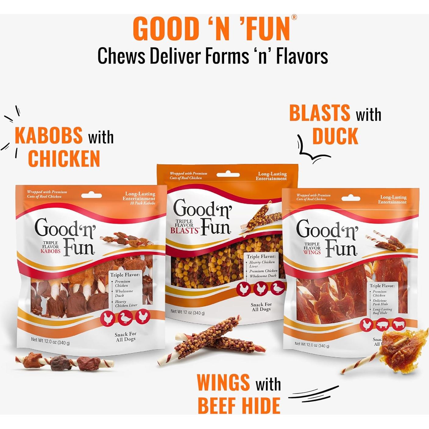 Good 'n' Fun Chews Alas Sabor Triple 340g para Perros