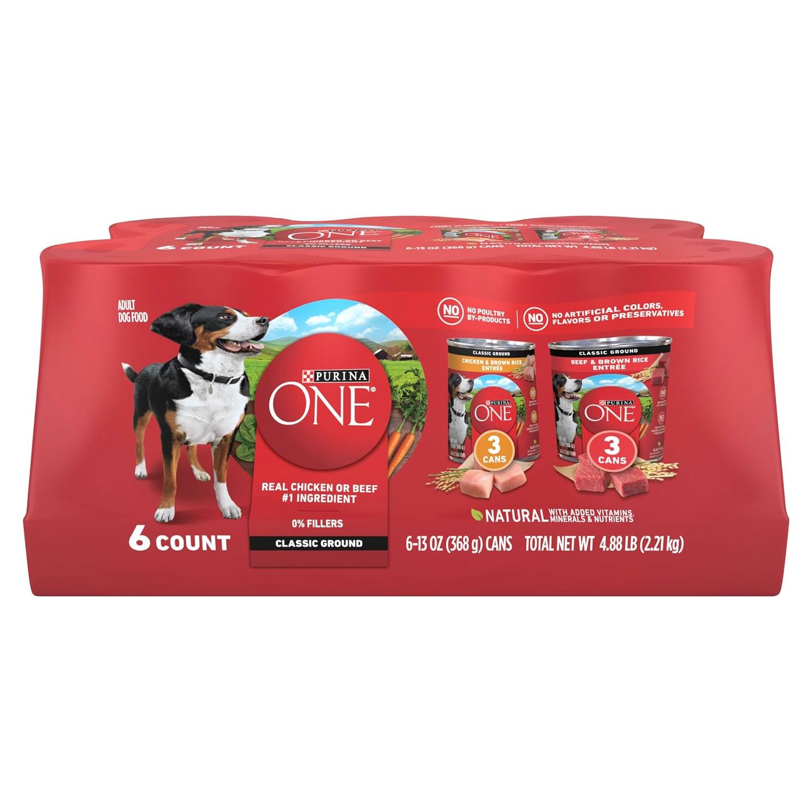 Purina ONE Comida Húmeda para Perros 6 Latas 370 g Pollo/Res