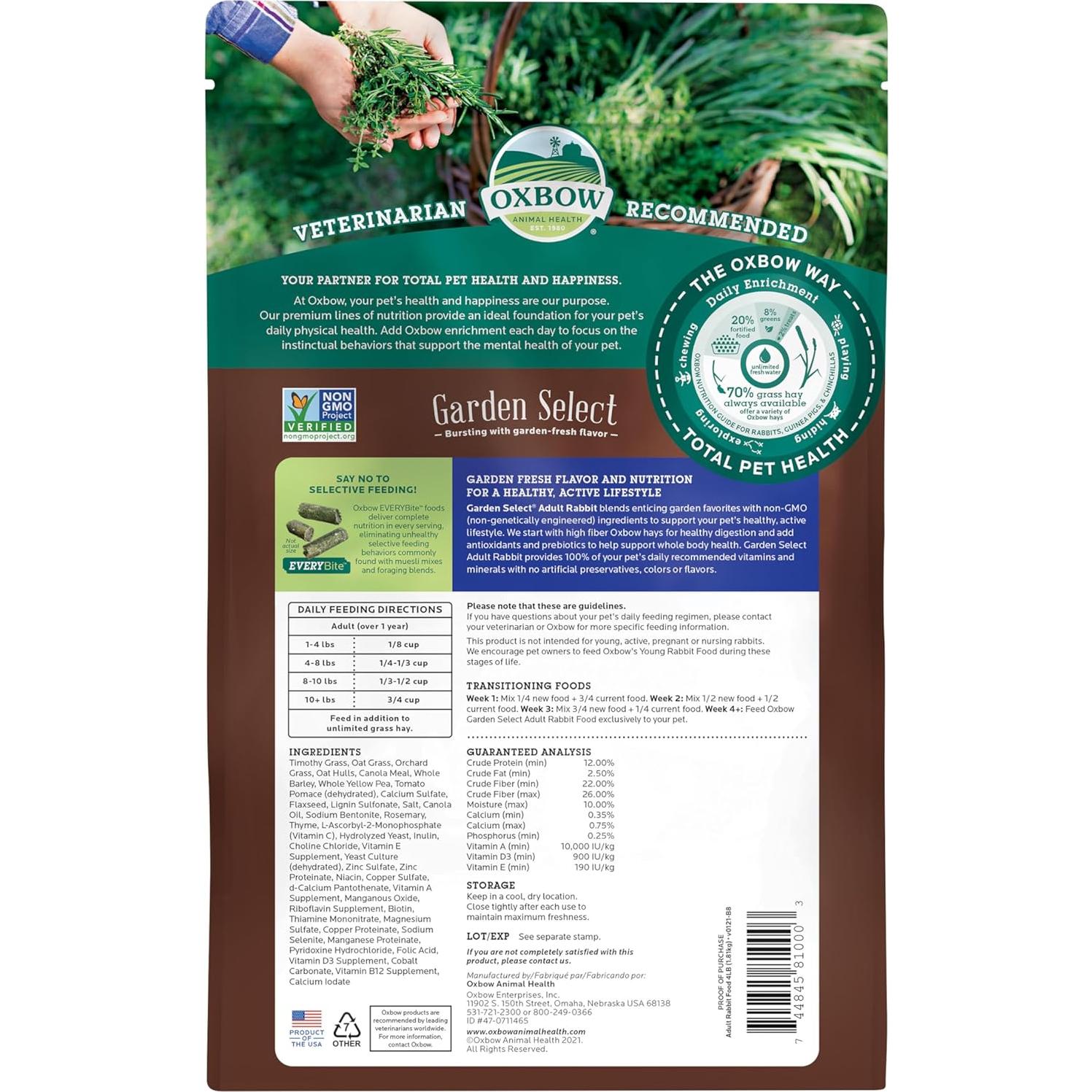 Alimento para Conejos Oxbow Garden Select 1,81 kg