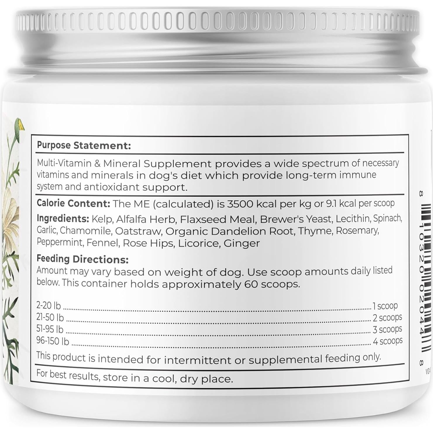 Suplemento Multivitamínico Natural para Perros 198g