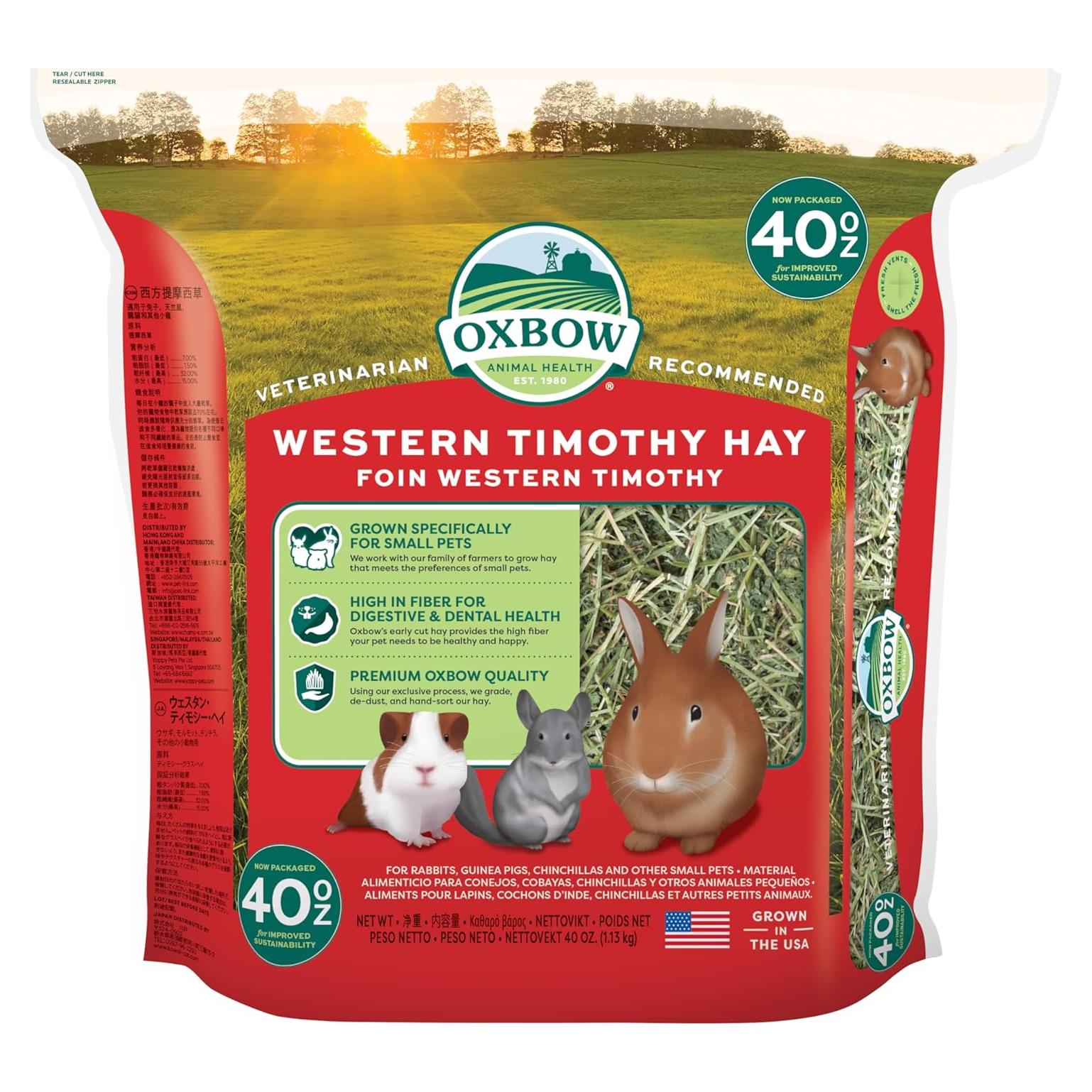 Heno Timothy Natural Oxbow 1,13 kg para Conejos y Cobayas