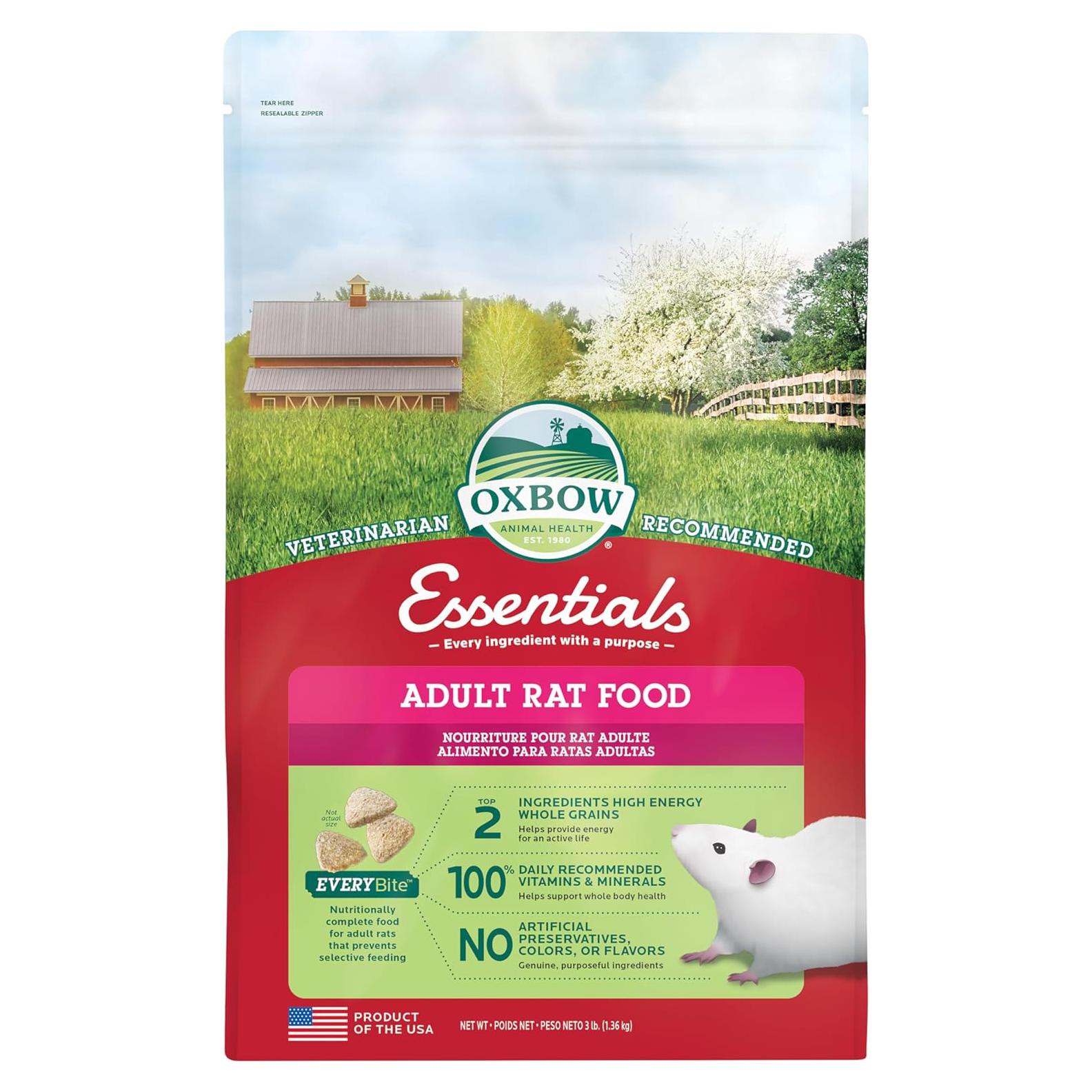 Comida para Ratas Adultas Oxbow Essentials 1,36 kg - Natural