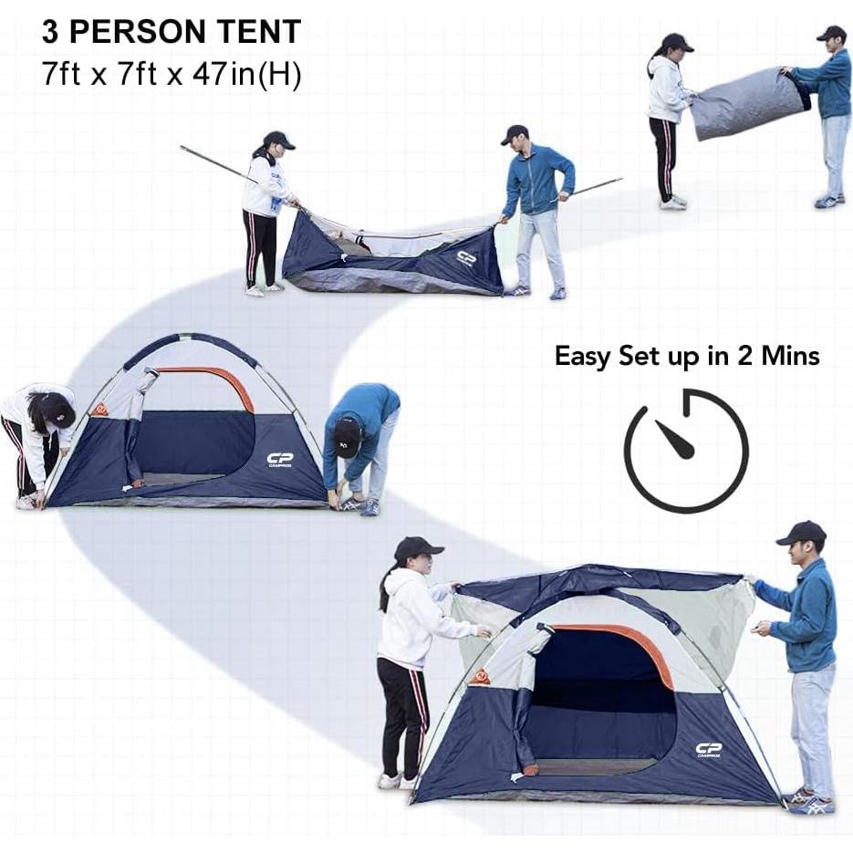 Tienda de Camping CAMPROS CP para 3 Personas Domo Impermeable