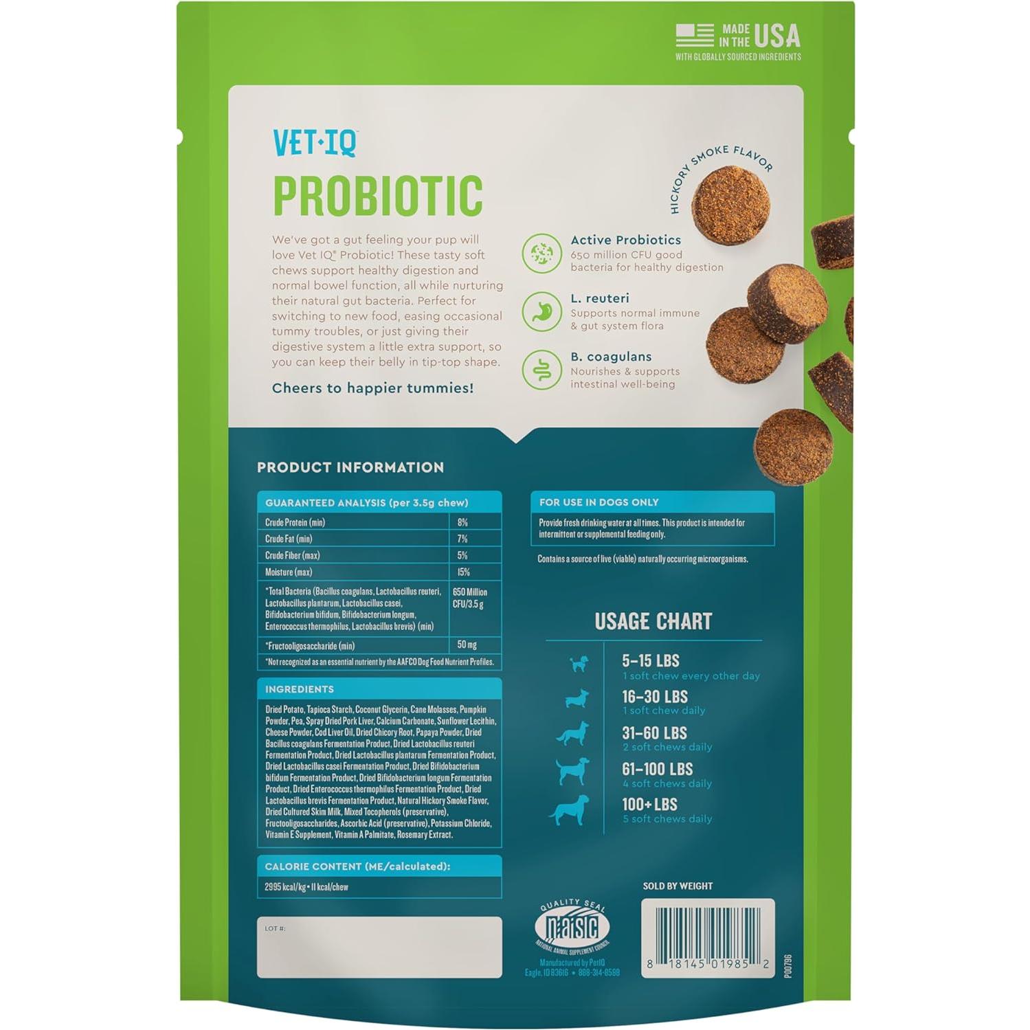 Suplemento Probiótico VetIQ para Perros 60 Masticables