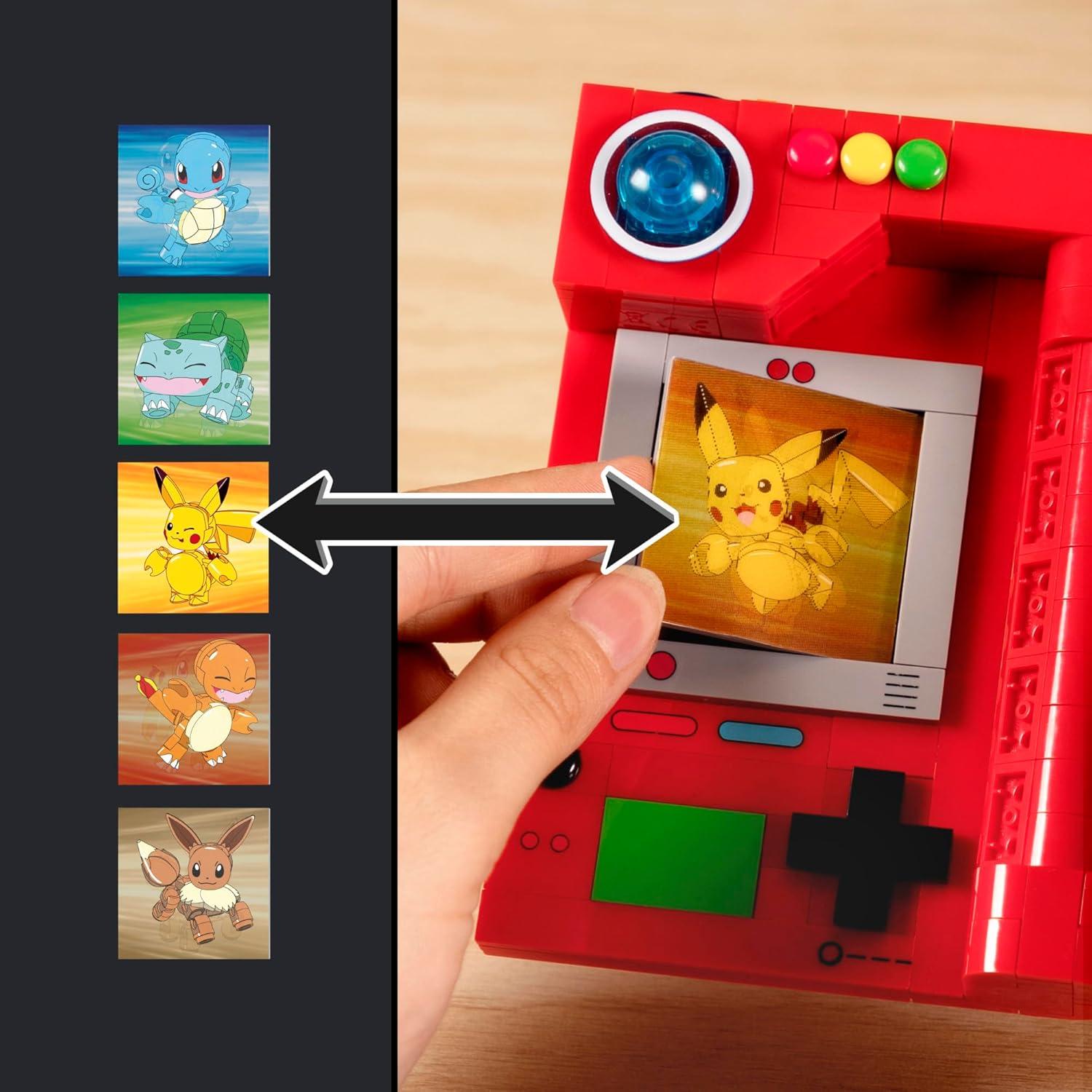 MEGA Pokémon Building Toys Set, Kanto Region Pokédex with 322 Pieces, Light and 5 Lenticular Cards, for Kids or Adult Collectible
