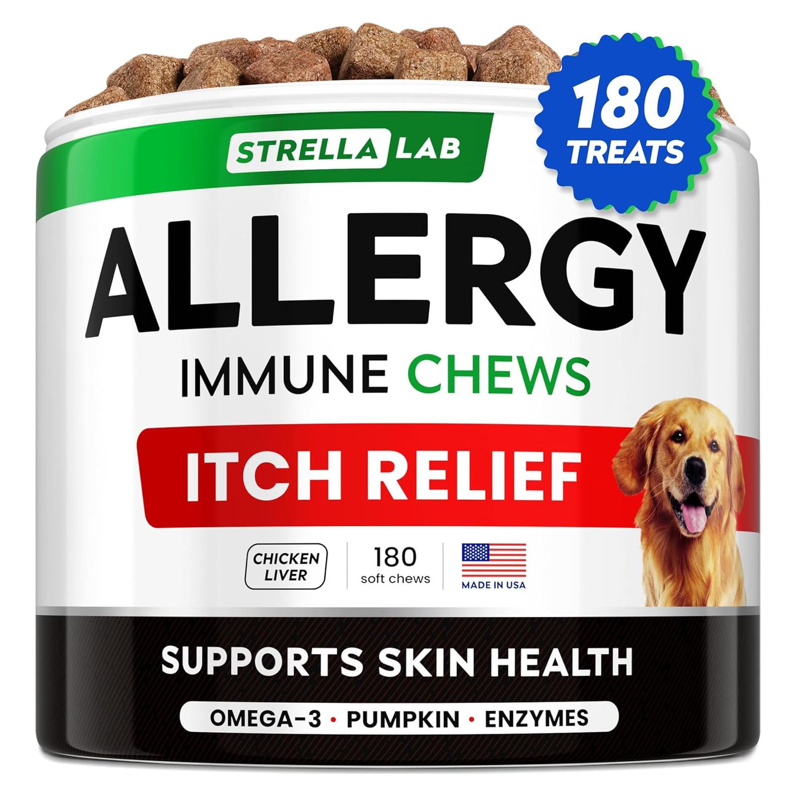 StrellaLab Masticables Antialérgicos para Perros 180 Ct