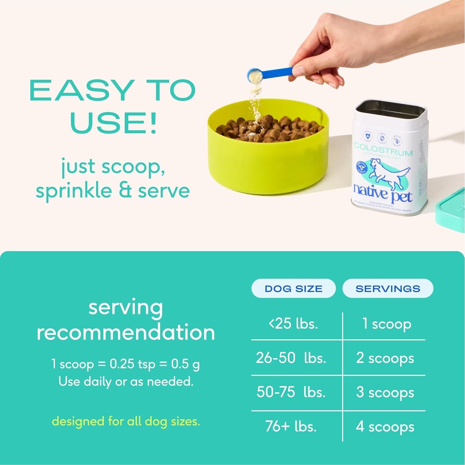 Colostro Bovino Native Pet para Perros - 120 g - Salud Piel