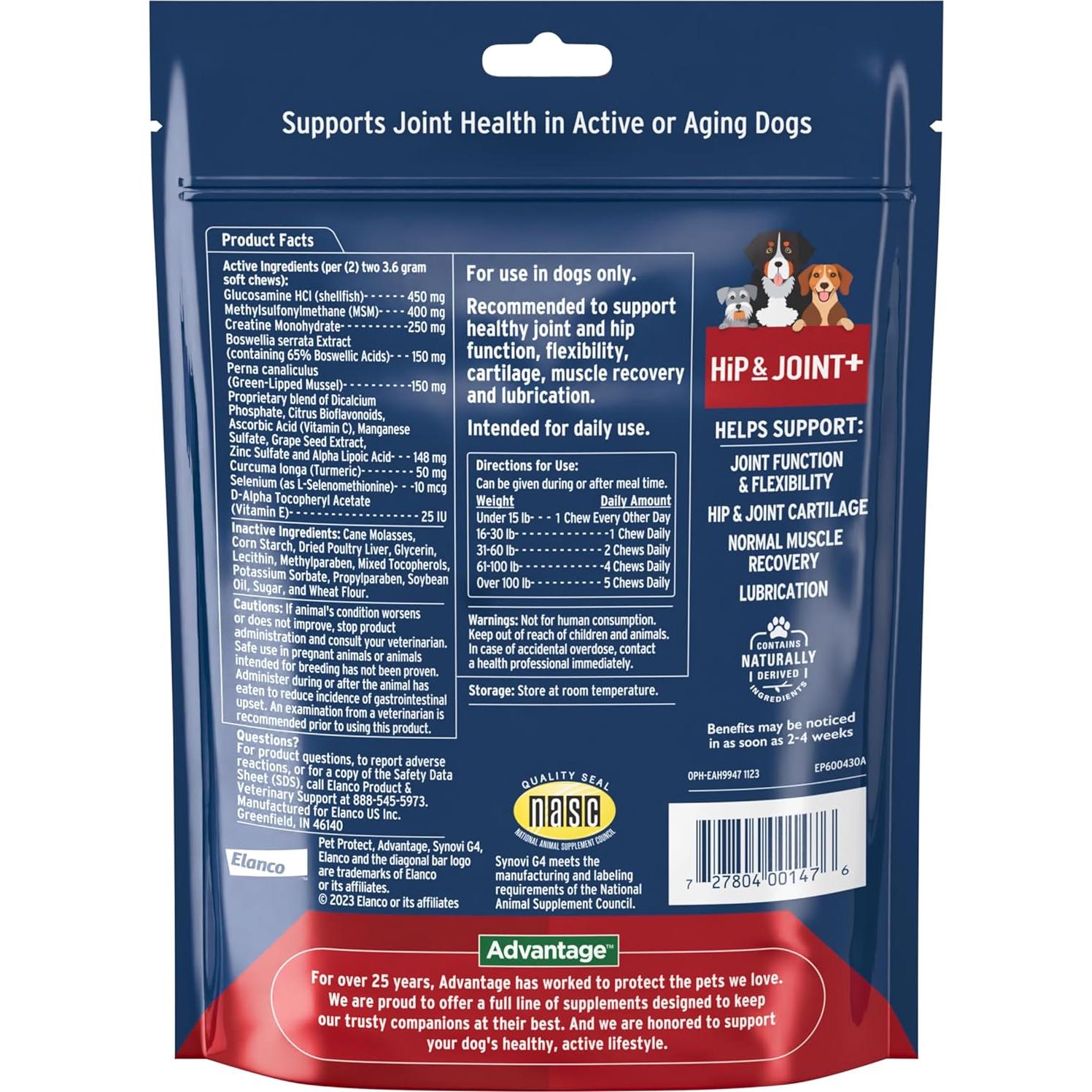 Suplemento Pet Protect Caderas y Articulaciones+ Elanco 60 Masticables