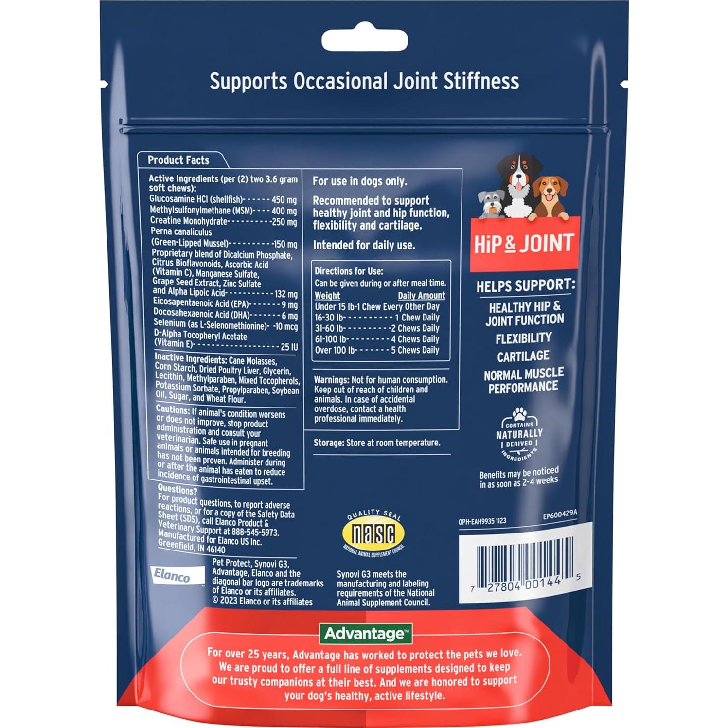 Suplemento para Caderas y Articulaciones Pet Protect 60 Masticables