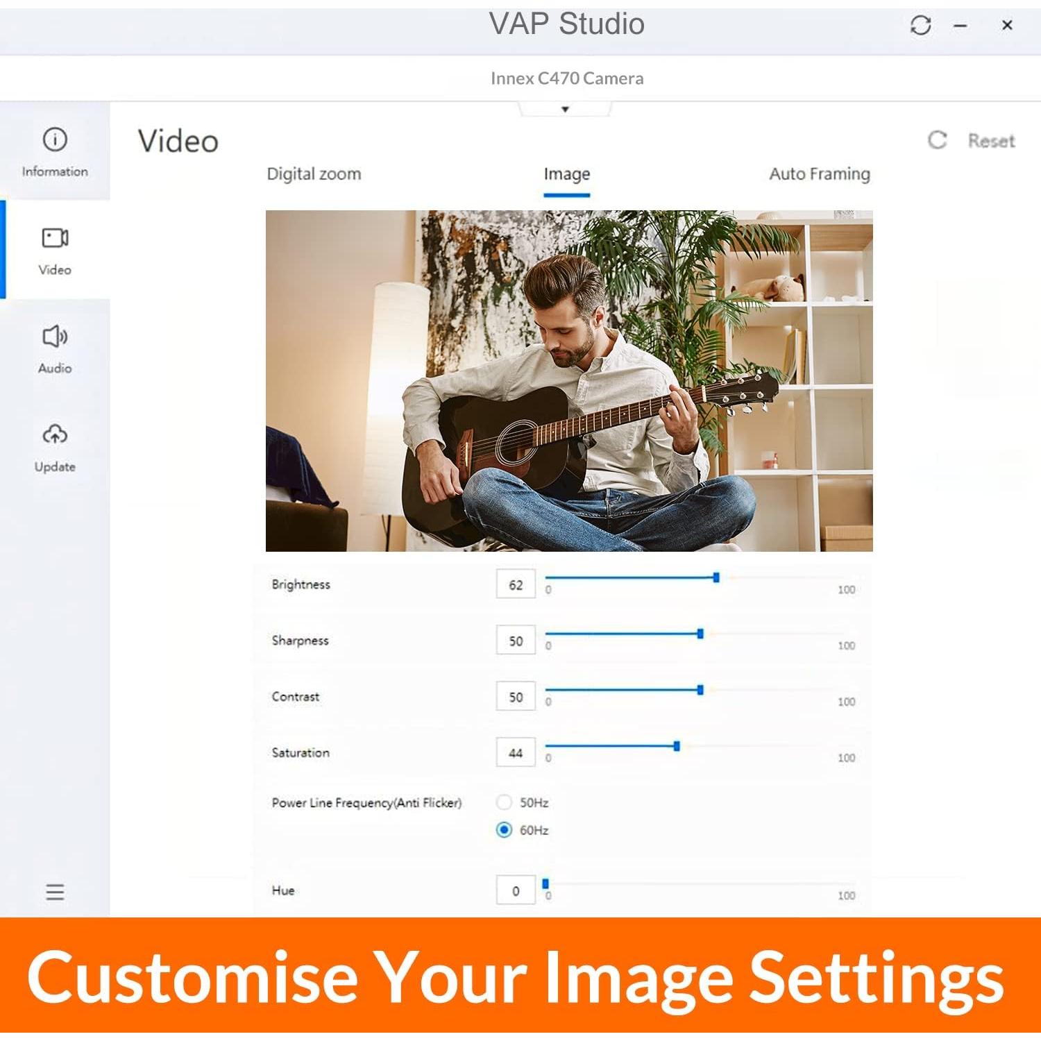 Cámara web Innex C470 4K con micrófono y encuadre AI