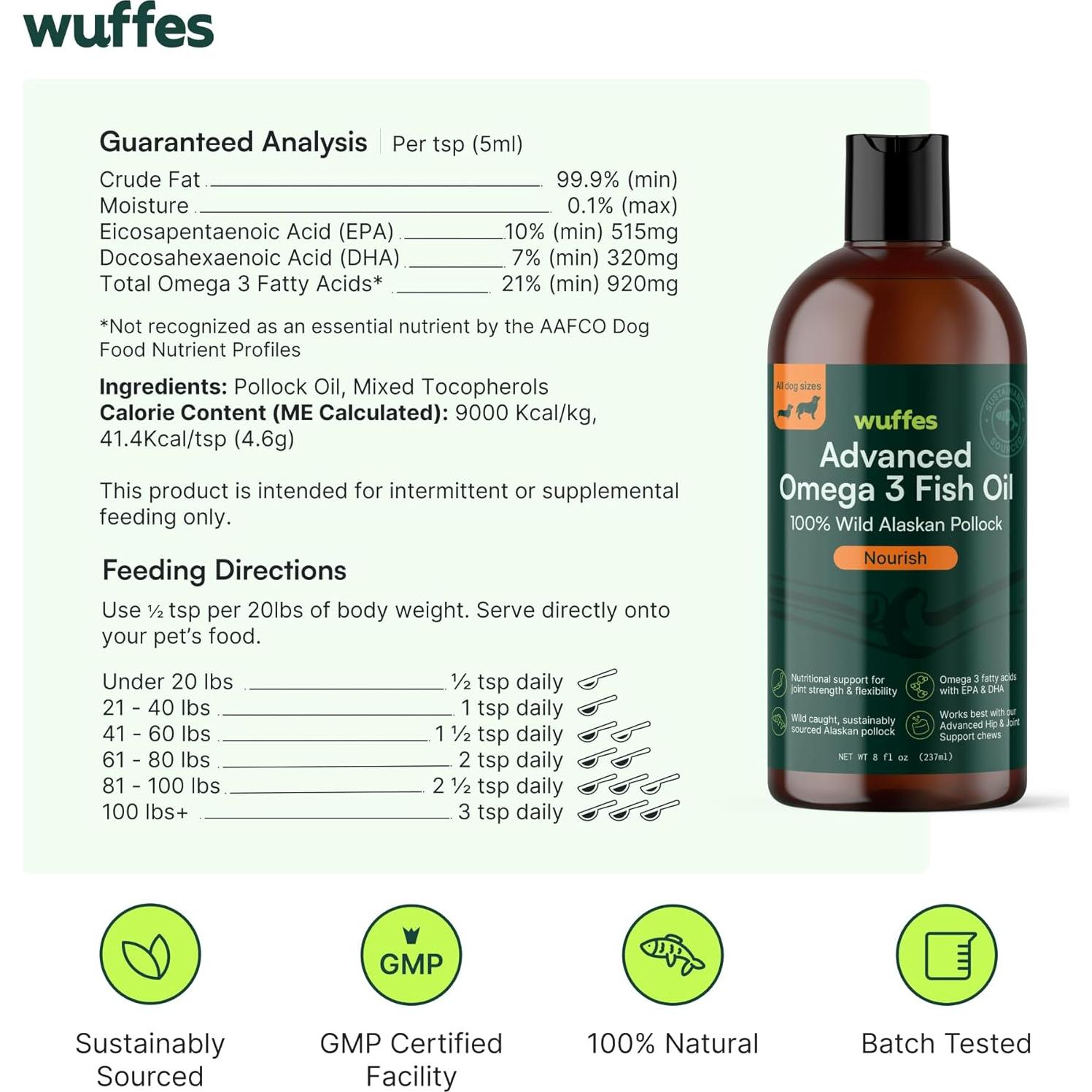 Aceite de Pescado Omega 3 Wuffes 240 ml para Perros