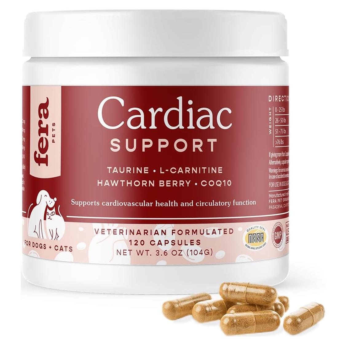 Suplemento Cardíaco Fera Pets 120 Cápsulas para Perros y Gatos