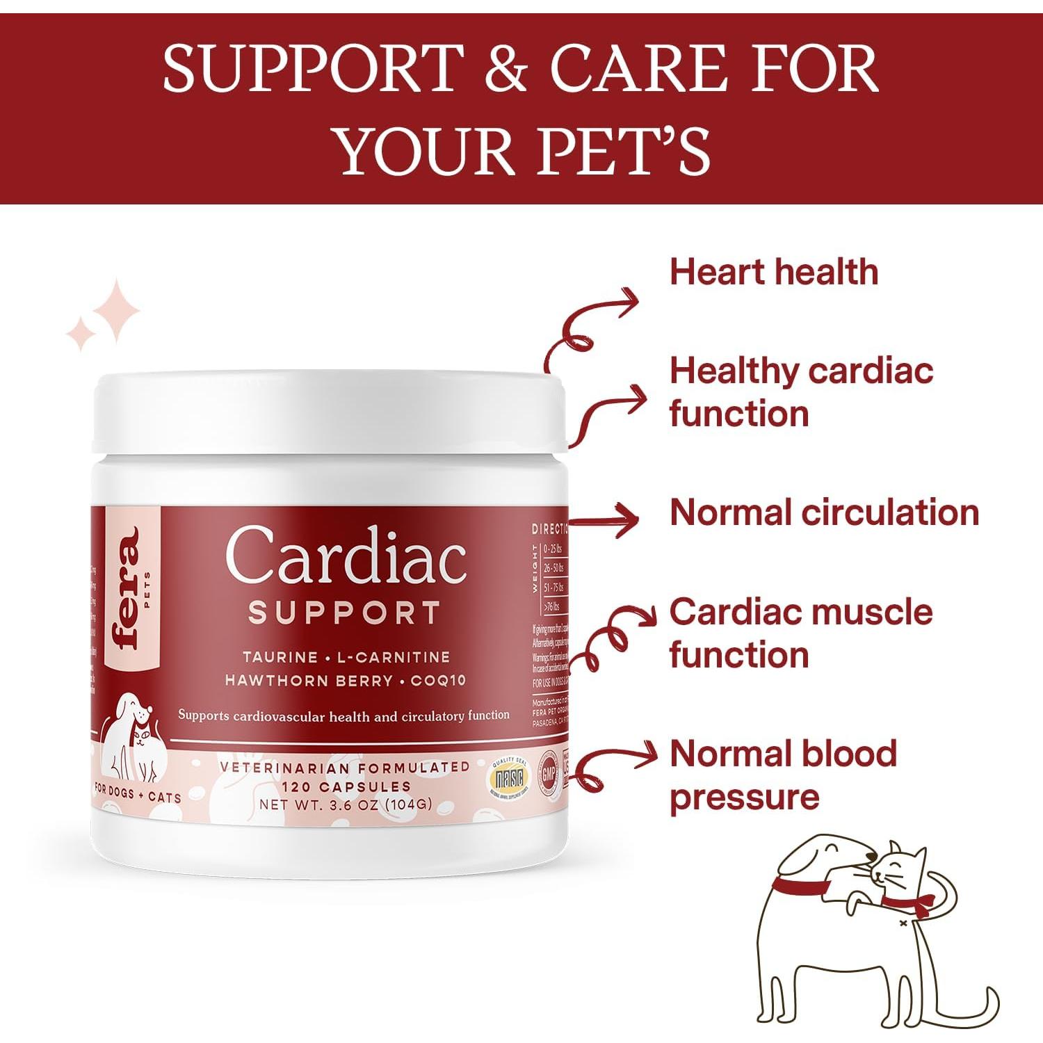 Suplemento Cardíaco Fera Pets 120 Cápsulas para Perros y Gatos