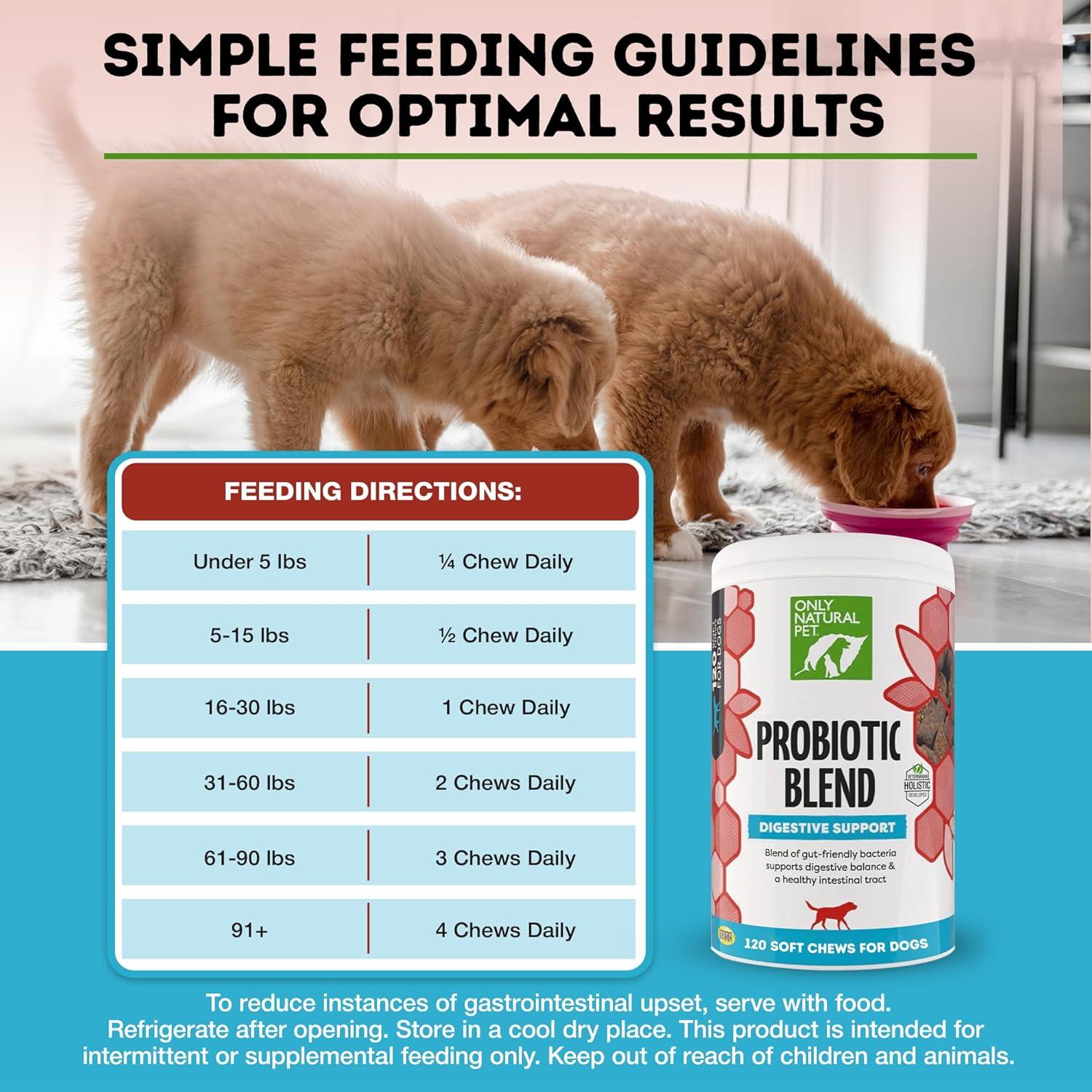 Suplemento Probiótico para Perros y Gatos Only Natural Pet - 120 Masticables Digestivos