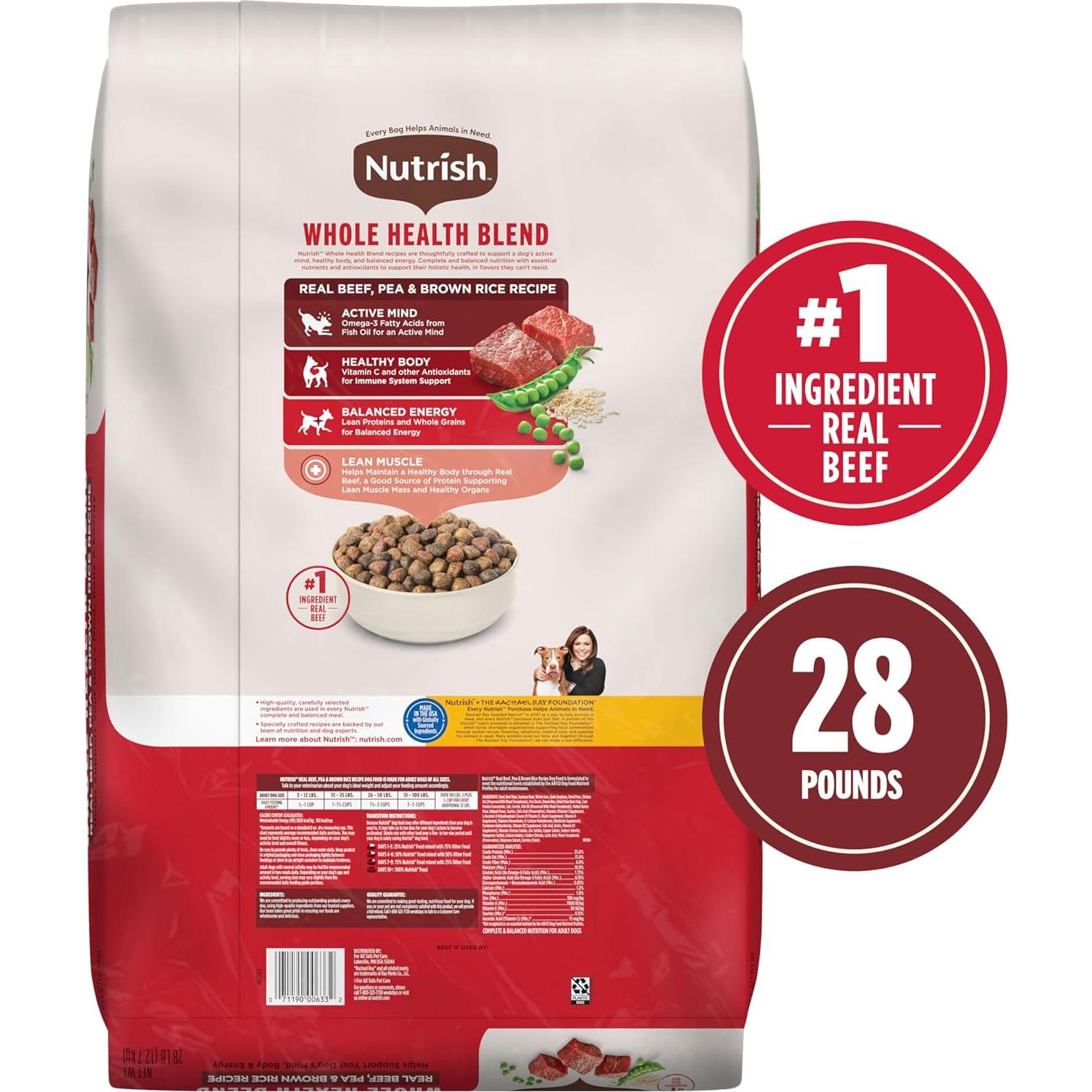 Comida Seca para Perros Nutrish Rachael Ray 12,7 kg Res Guisante